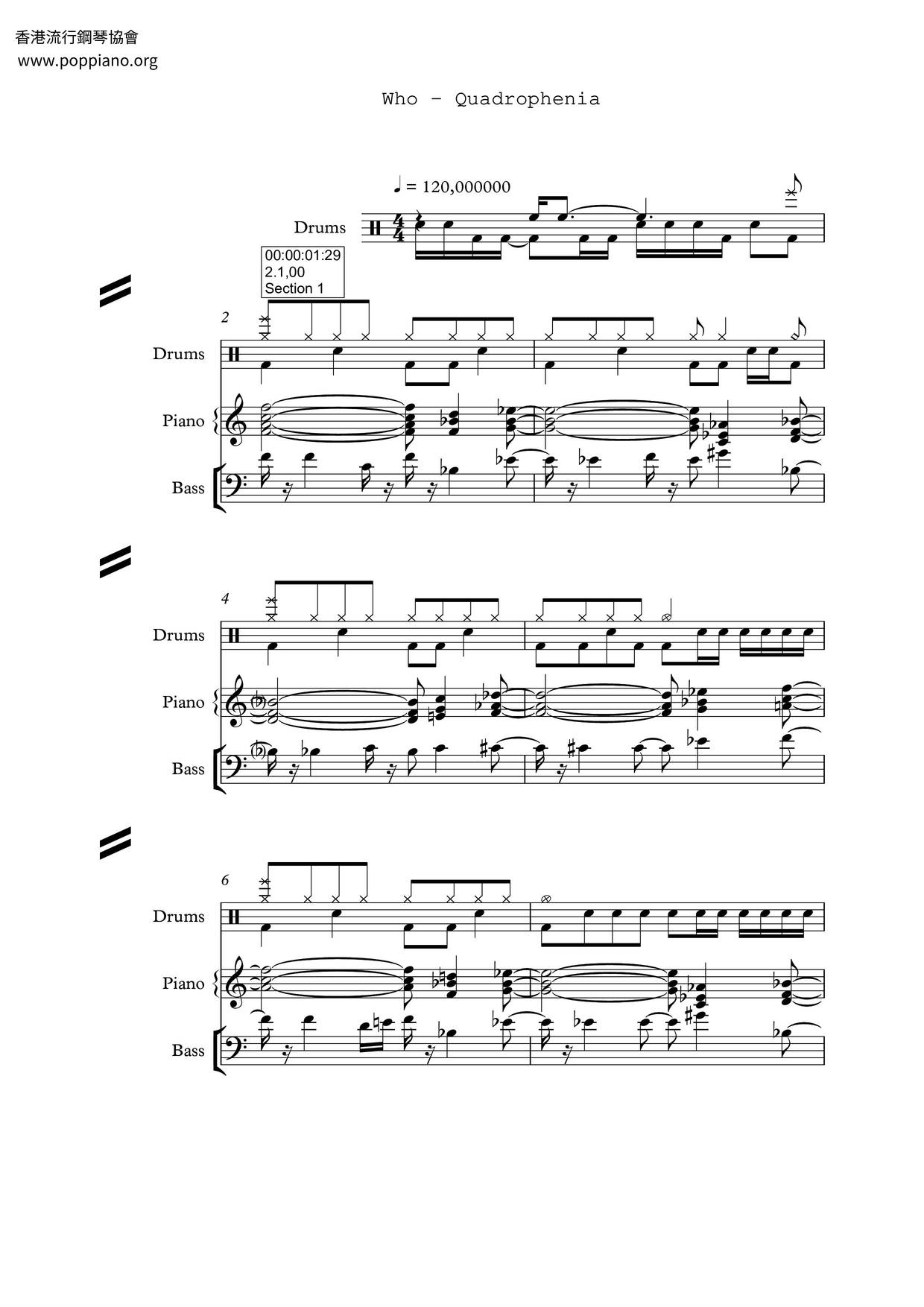 Quadropheniaピアノ譜