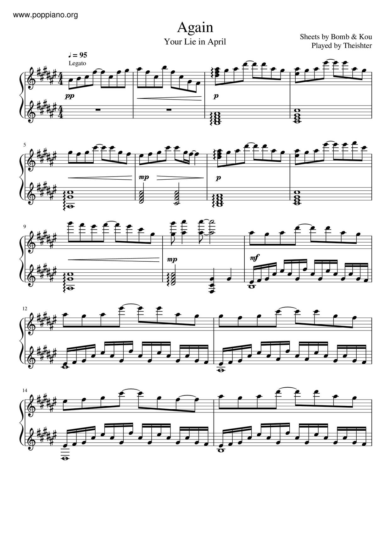 Your Lie in April OP Sheet music for Piano (Solo)