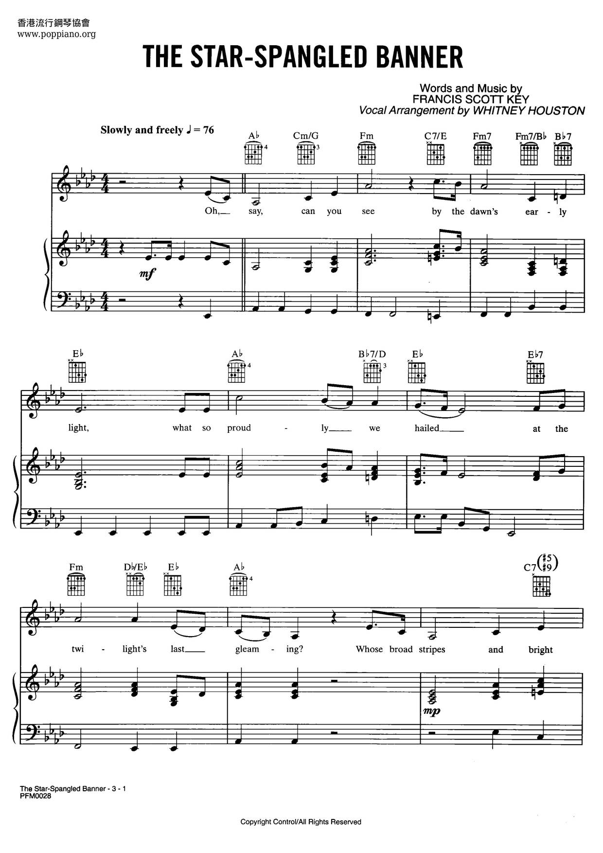 The Star-Spangled Banner (USA Anthem) Score