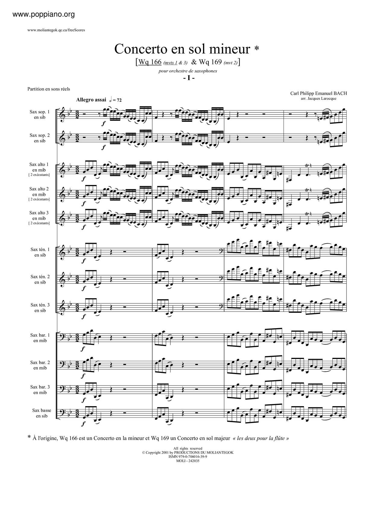 Flute Concerto In A Minor, H.431 Score