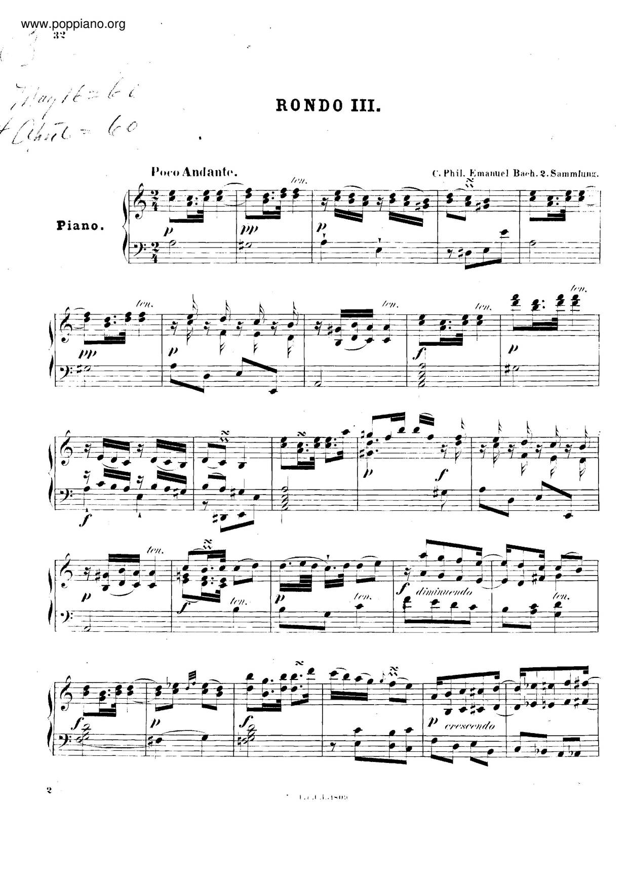 Rondo In A Minor, H.262琴譜