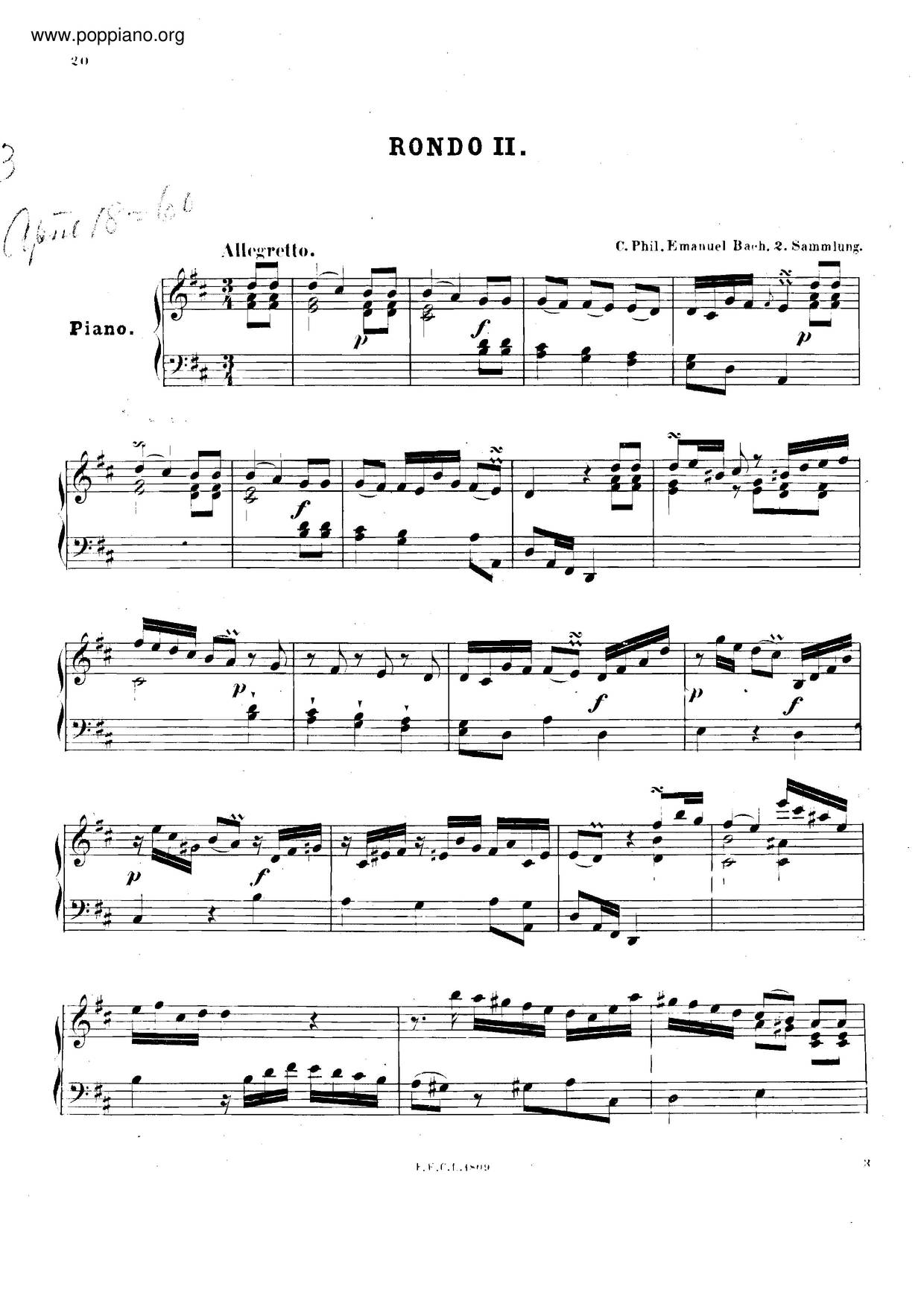 Rondo In D Major, H.261琴谱