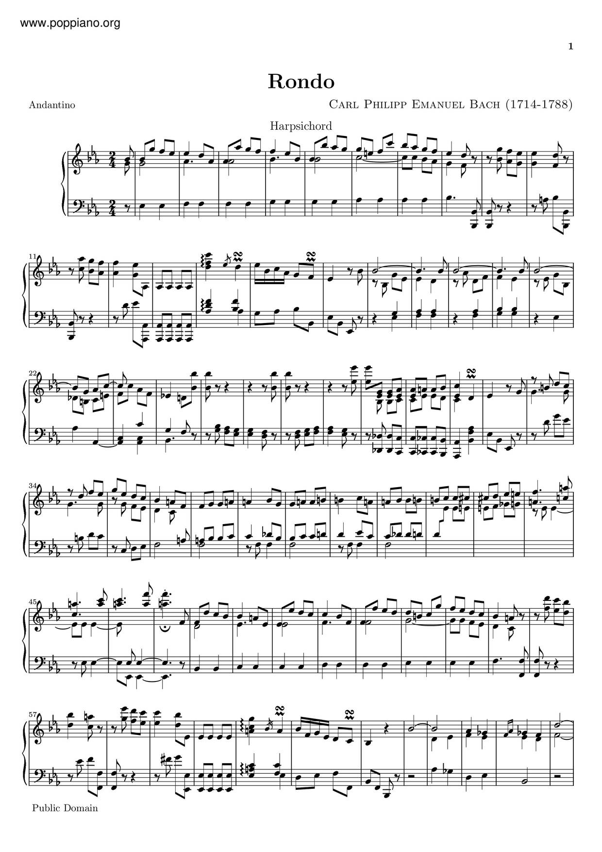 Rondo In E-Flat Major, H.288ピアノ譜