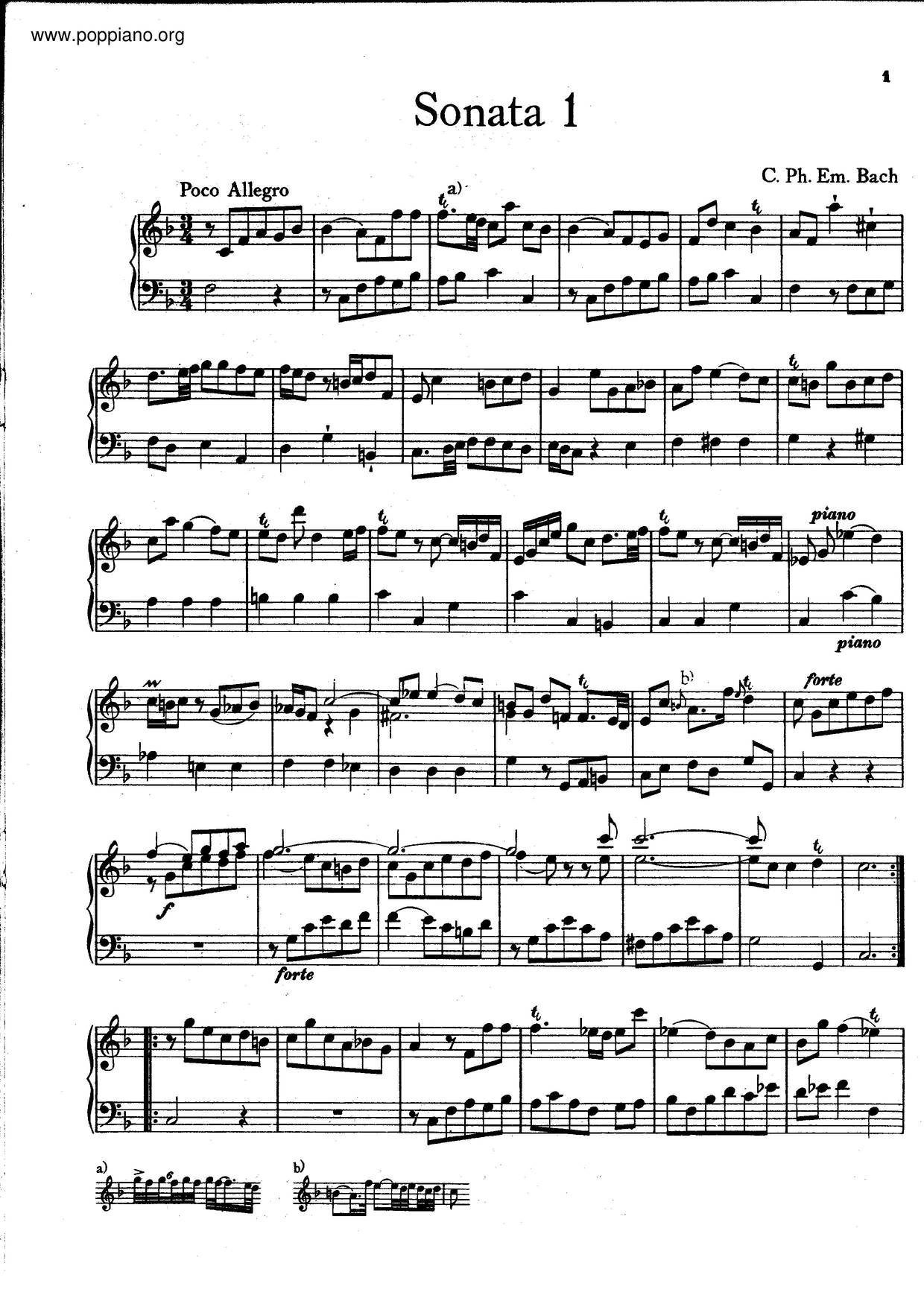 6 Harpsichord Sonatas, Wq.48琴谱