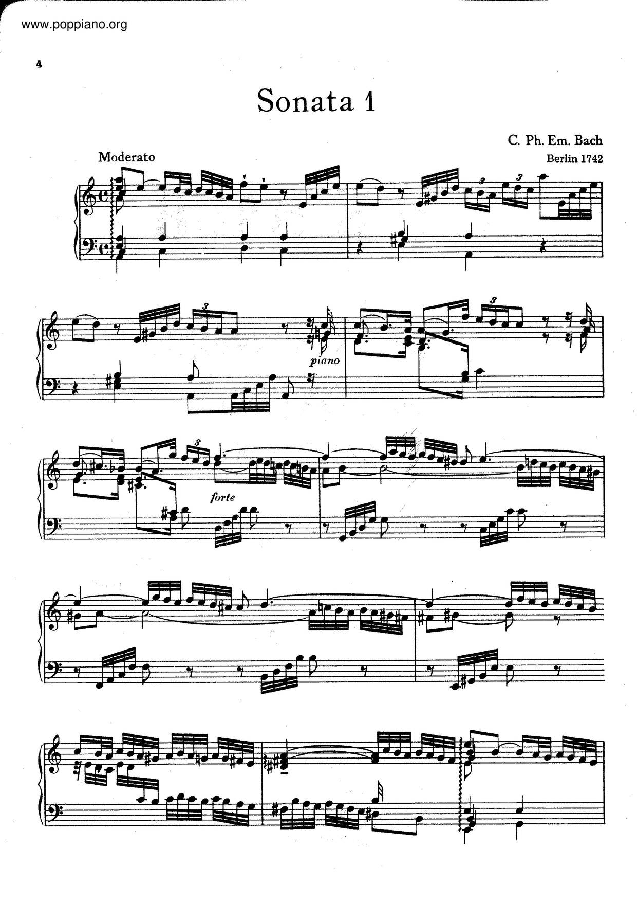 6 Harpsichord Sonatas, Wq.49 Score