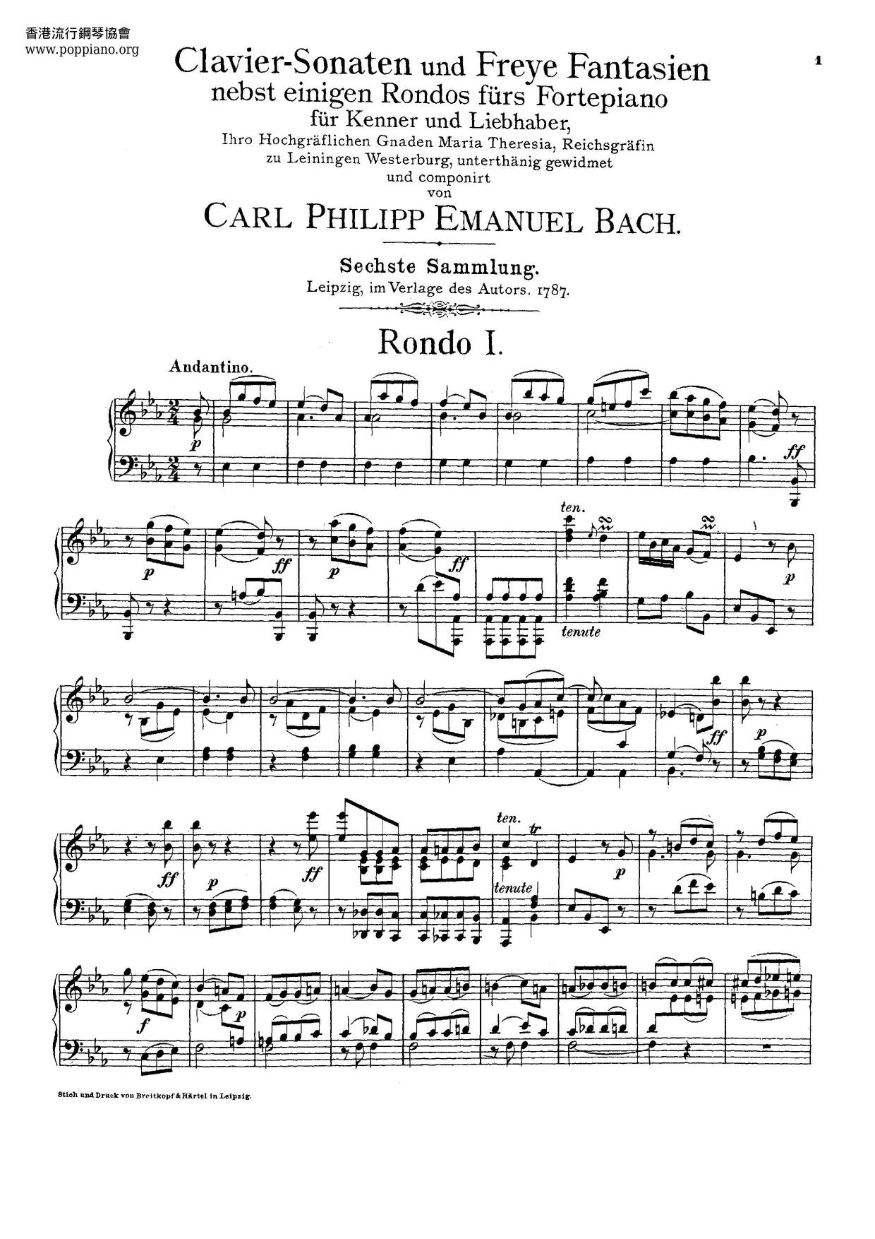 Clavier-Sonaten Für Kenner Und Liebhaber, Wq.55-59, 61ピアノ譜