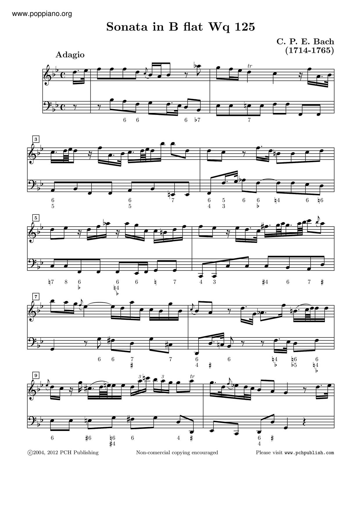 Flute Sonata In B-Flat Major, H. 552ピアノ譜