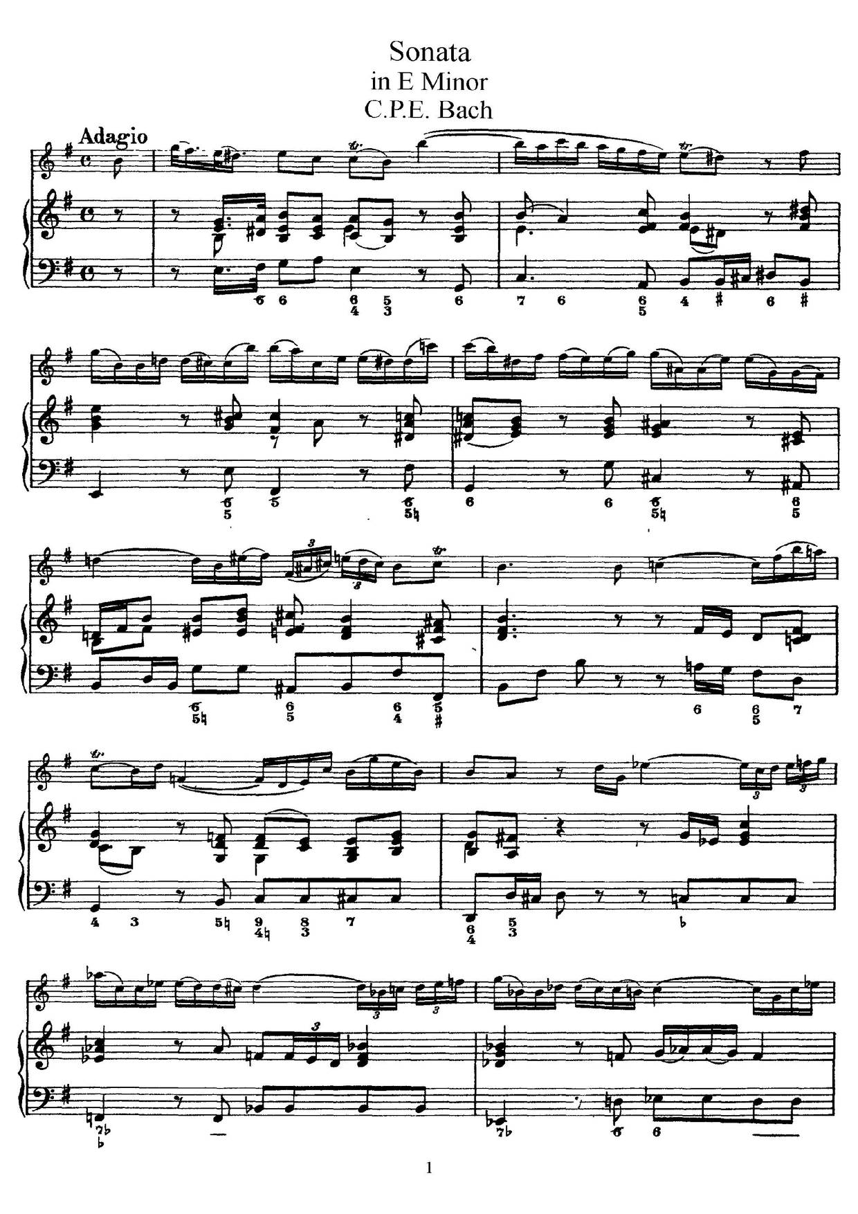 Flute Sonata In E Minor, H.551琴譜
