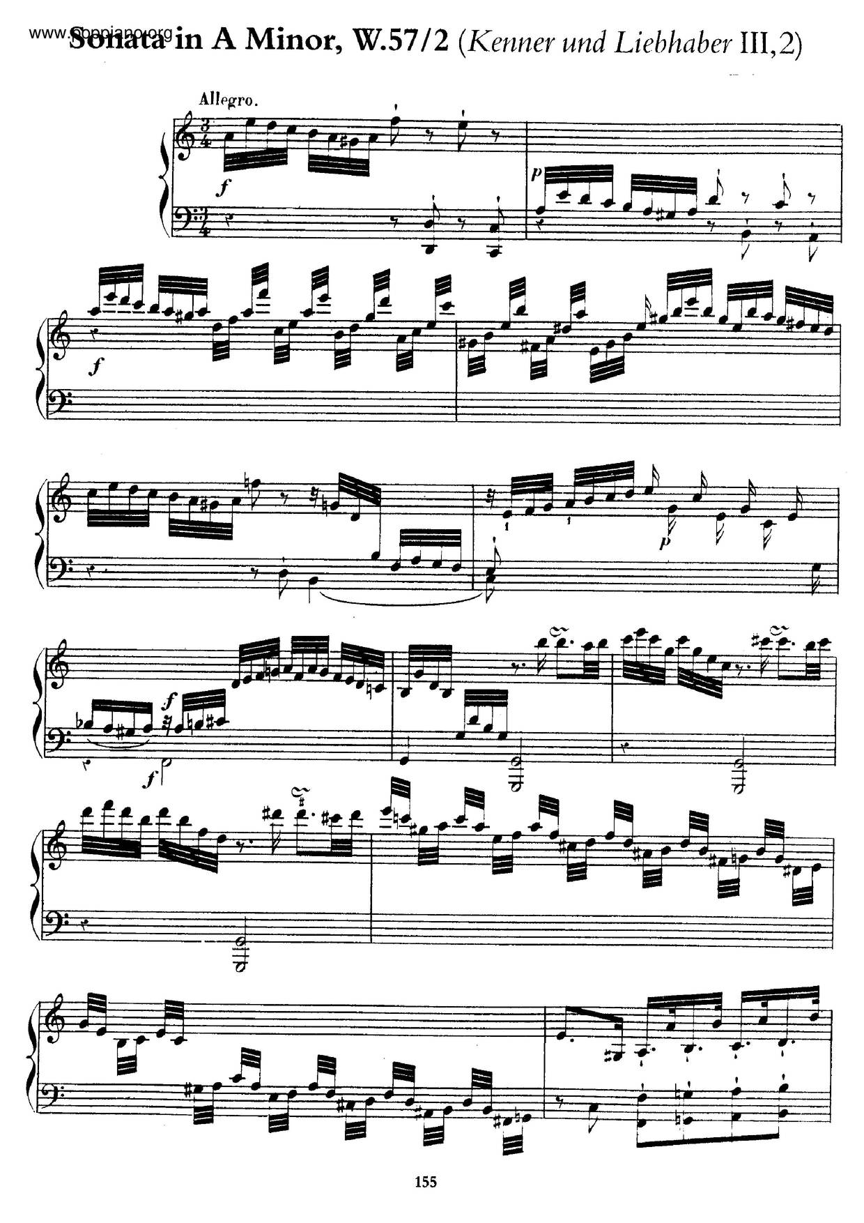 Keyboard Sonata In A Minor, H.247 Score