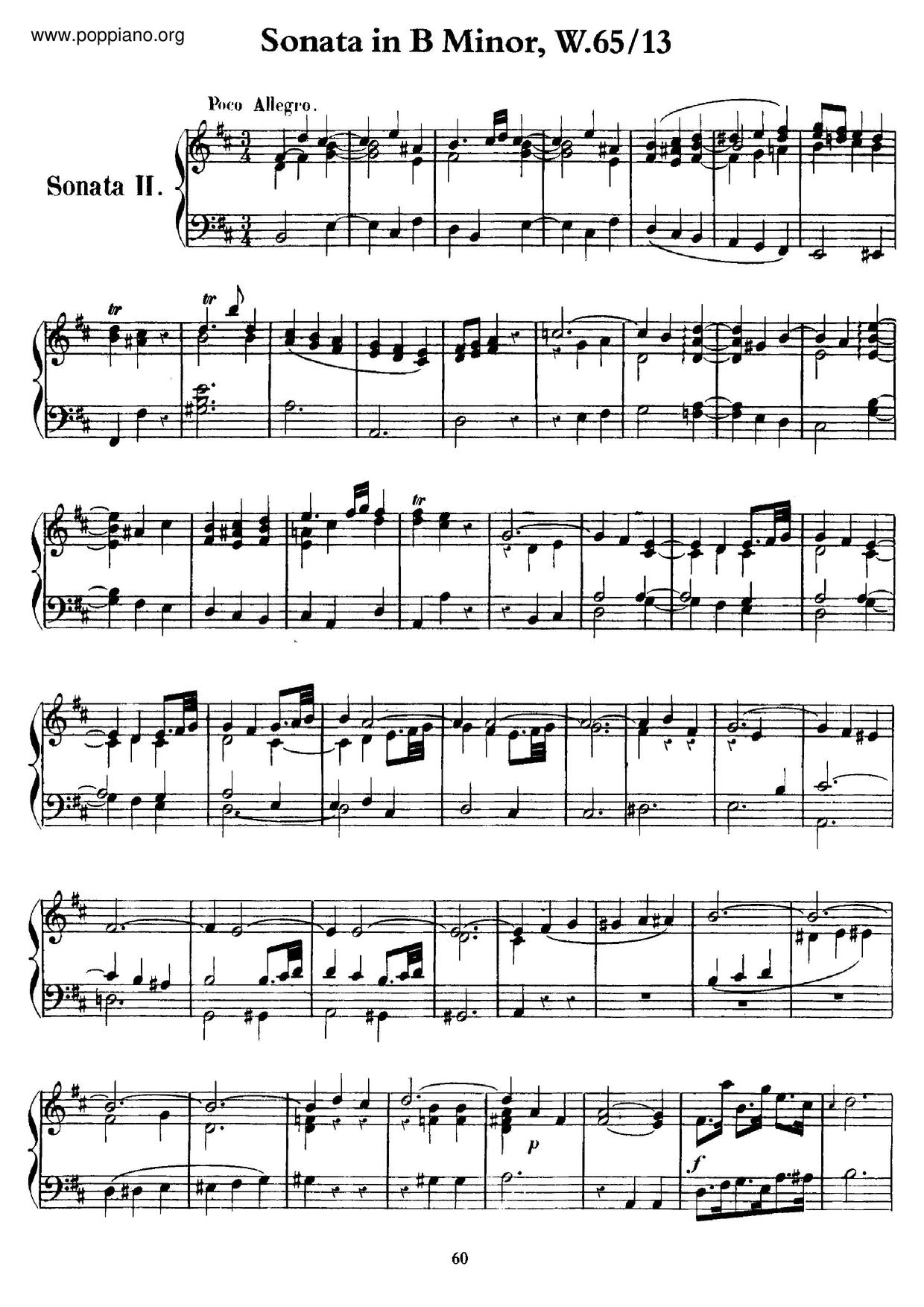 Keyboard Sonata In B Minor, H.32.5 Score
