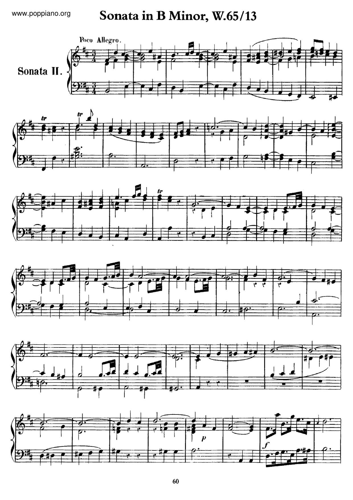 Keyboard Sonata In B Minor, H.32.5琴譜
