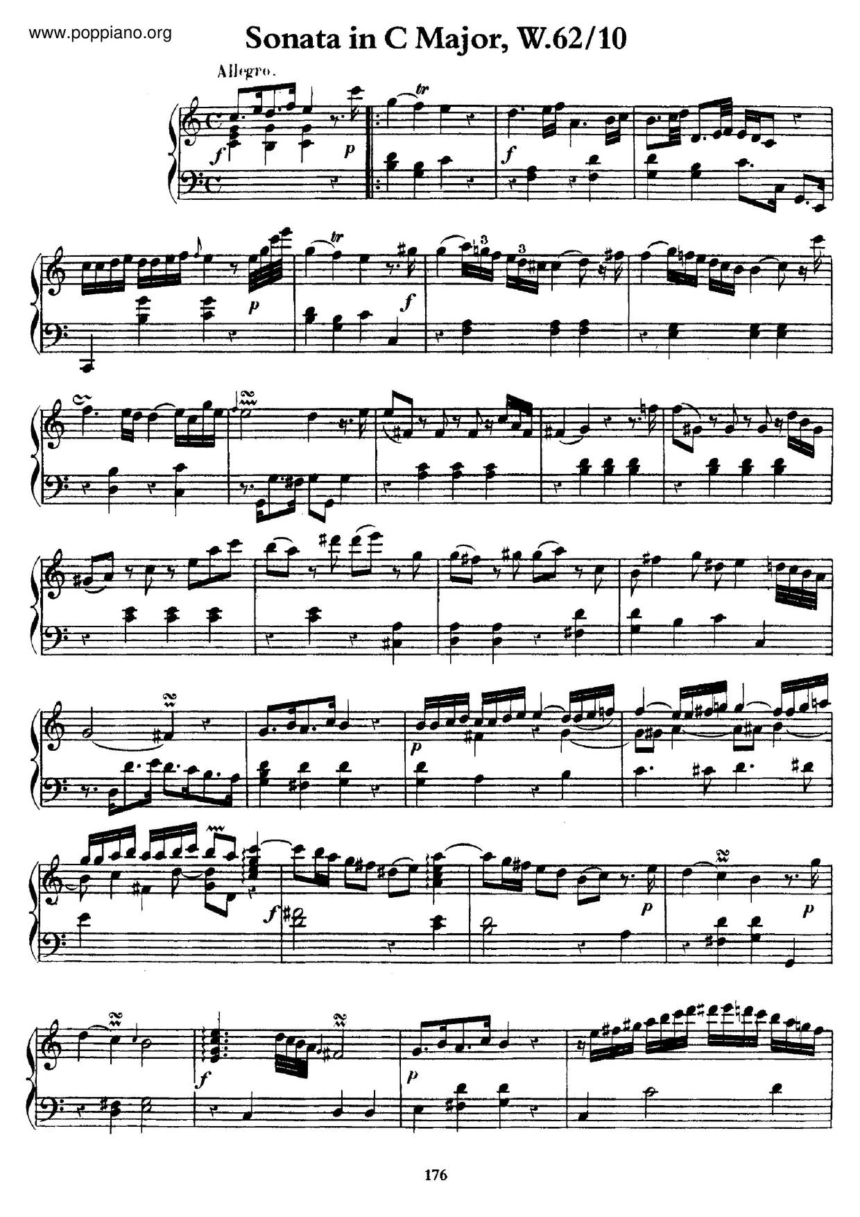 Keyboard Sonata In C Major, H.59ピアノ譜