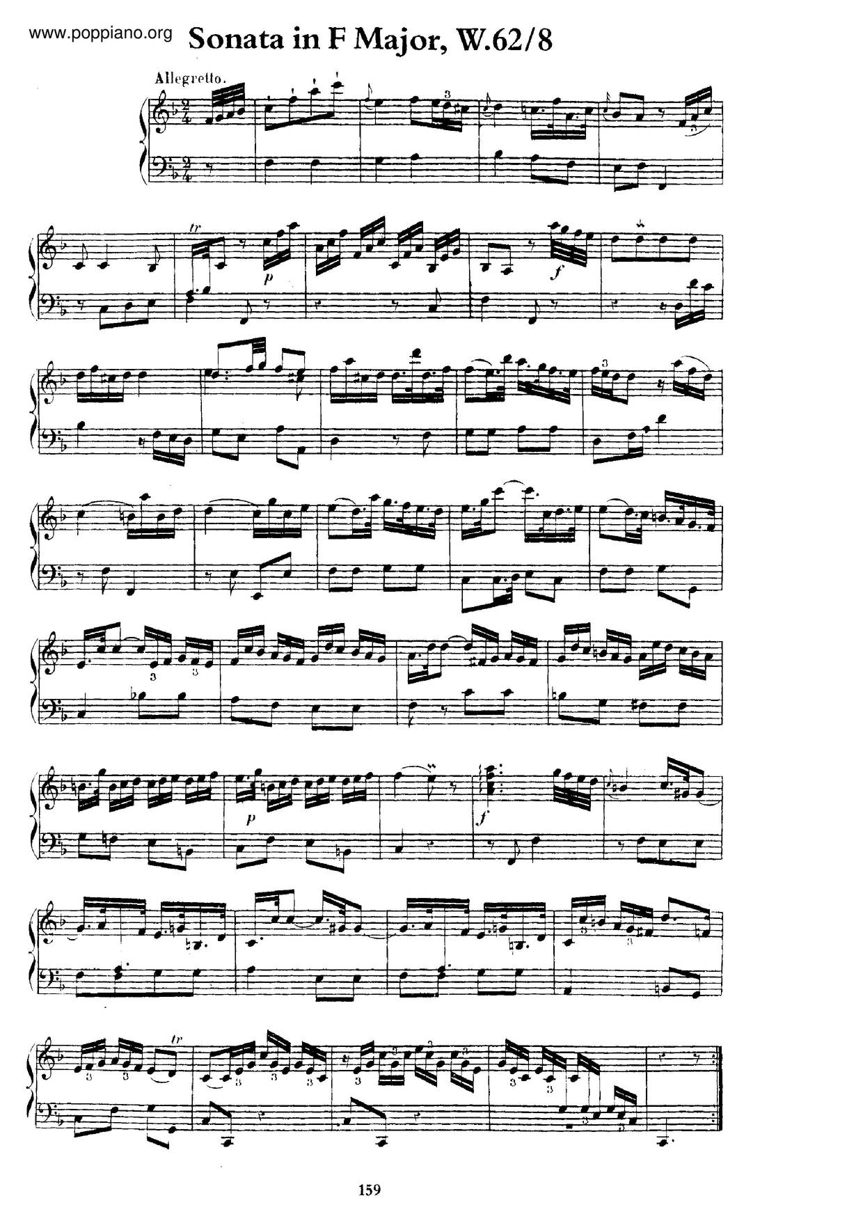 Keyboard Sonata In F Major, H.55ピアノ譜