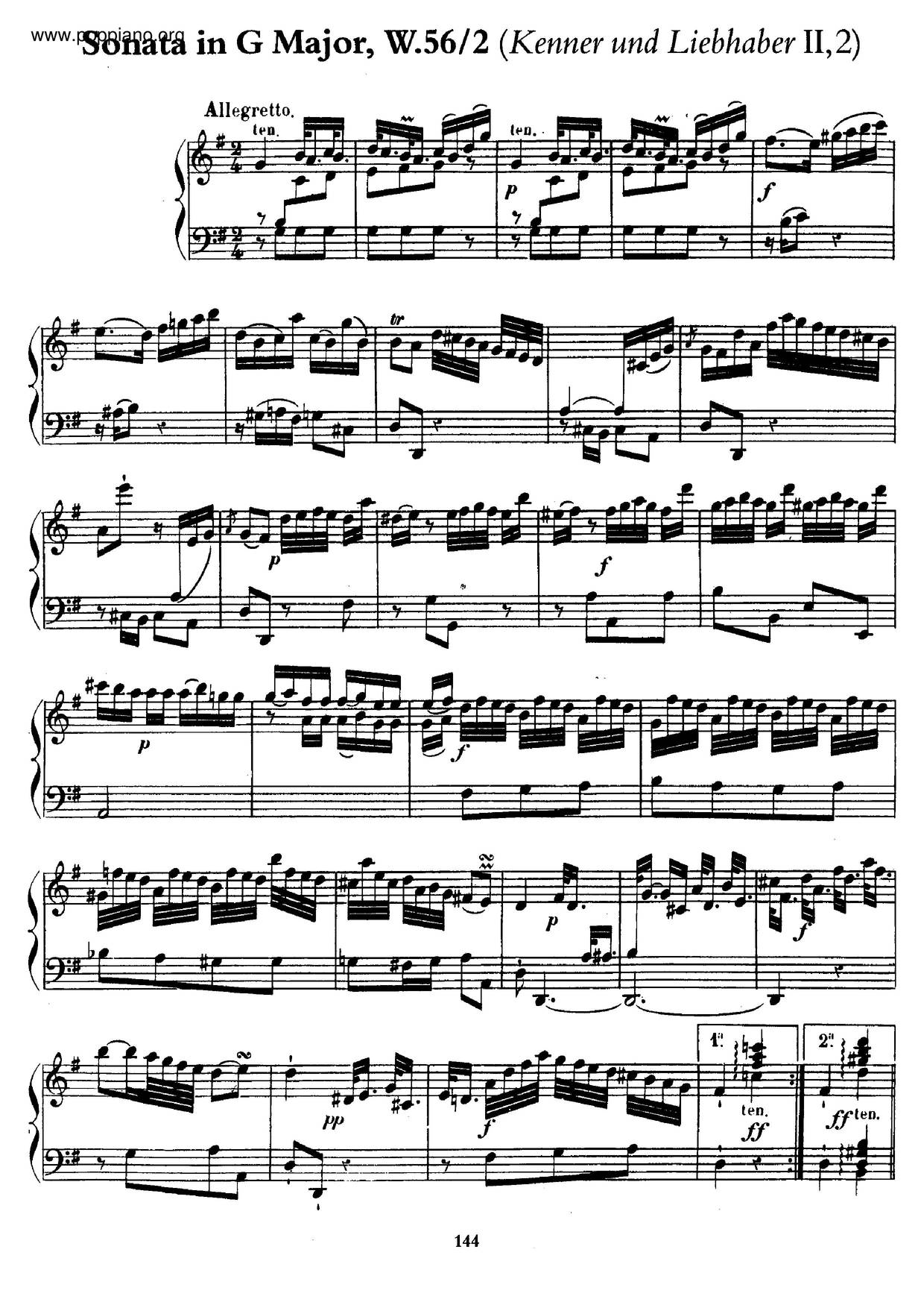 Keyboard Sonata In G Major, H.246ピアノ譜