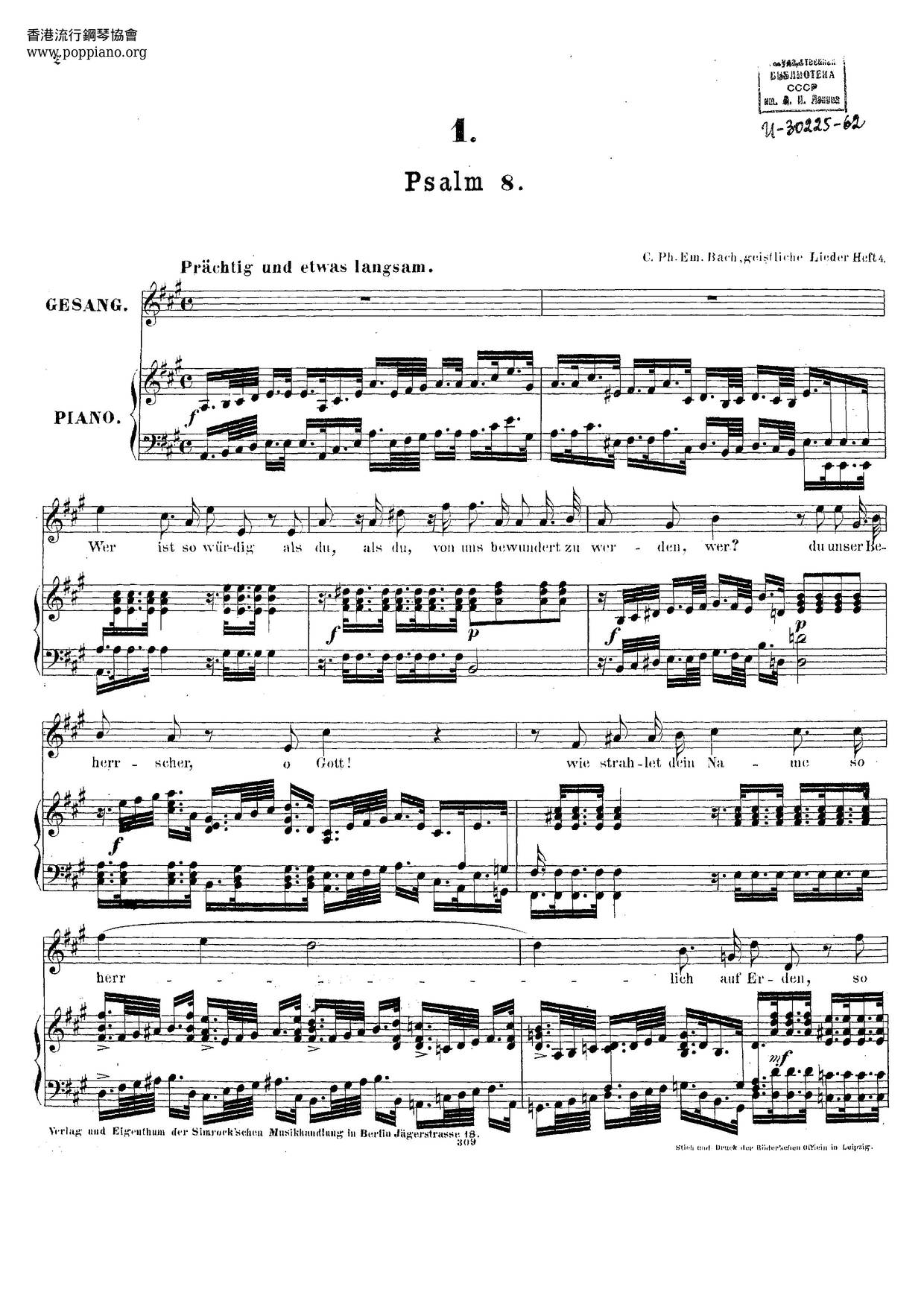 Psalmen Mit Melodien, H.733 Score