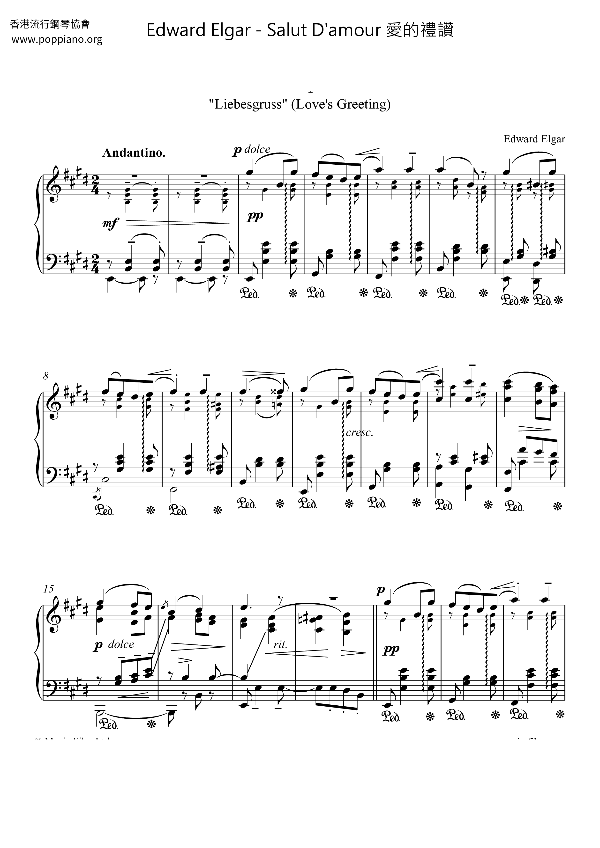 Salut D'amour 愛的禮讚 Score
