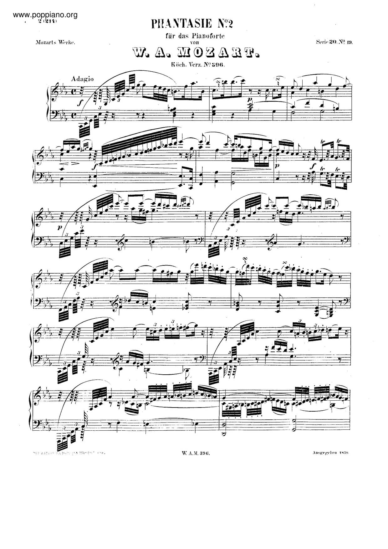 Fantasia In C Minor, K. 396/385F Score