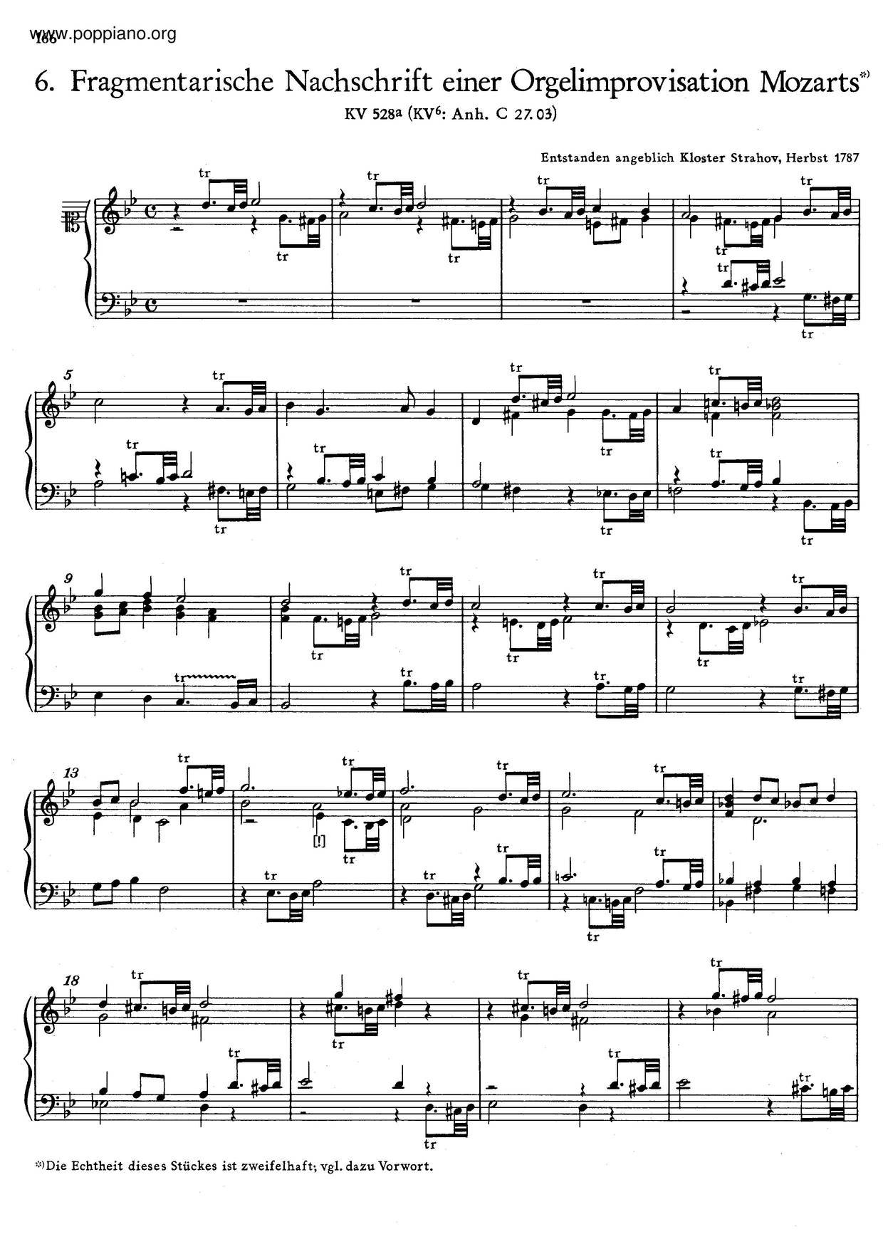 Fantasia, K. 528A/Anh.c 27.03 Score
