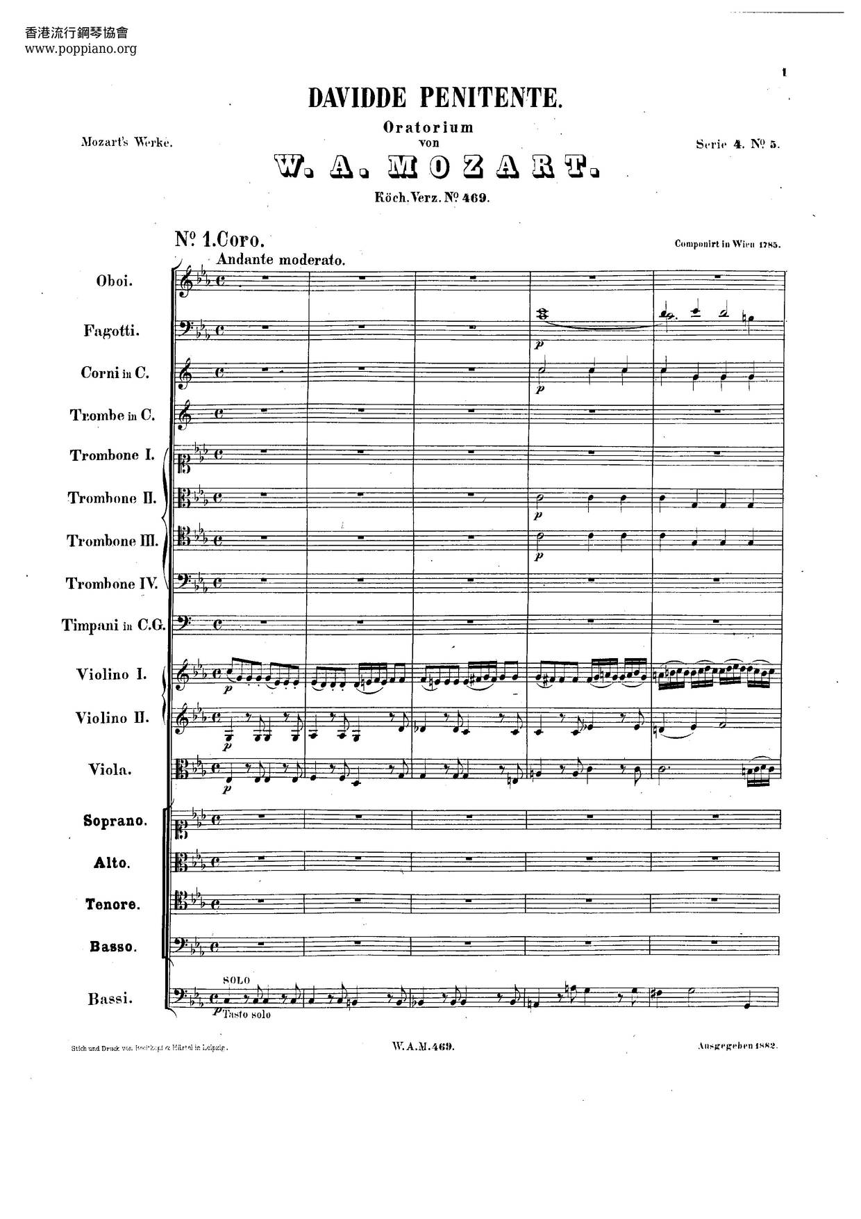 Davidde Penitente, K. 469 Score