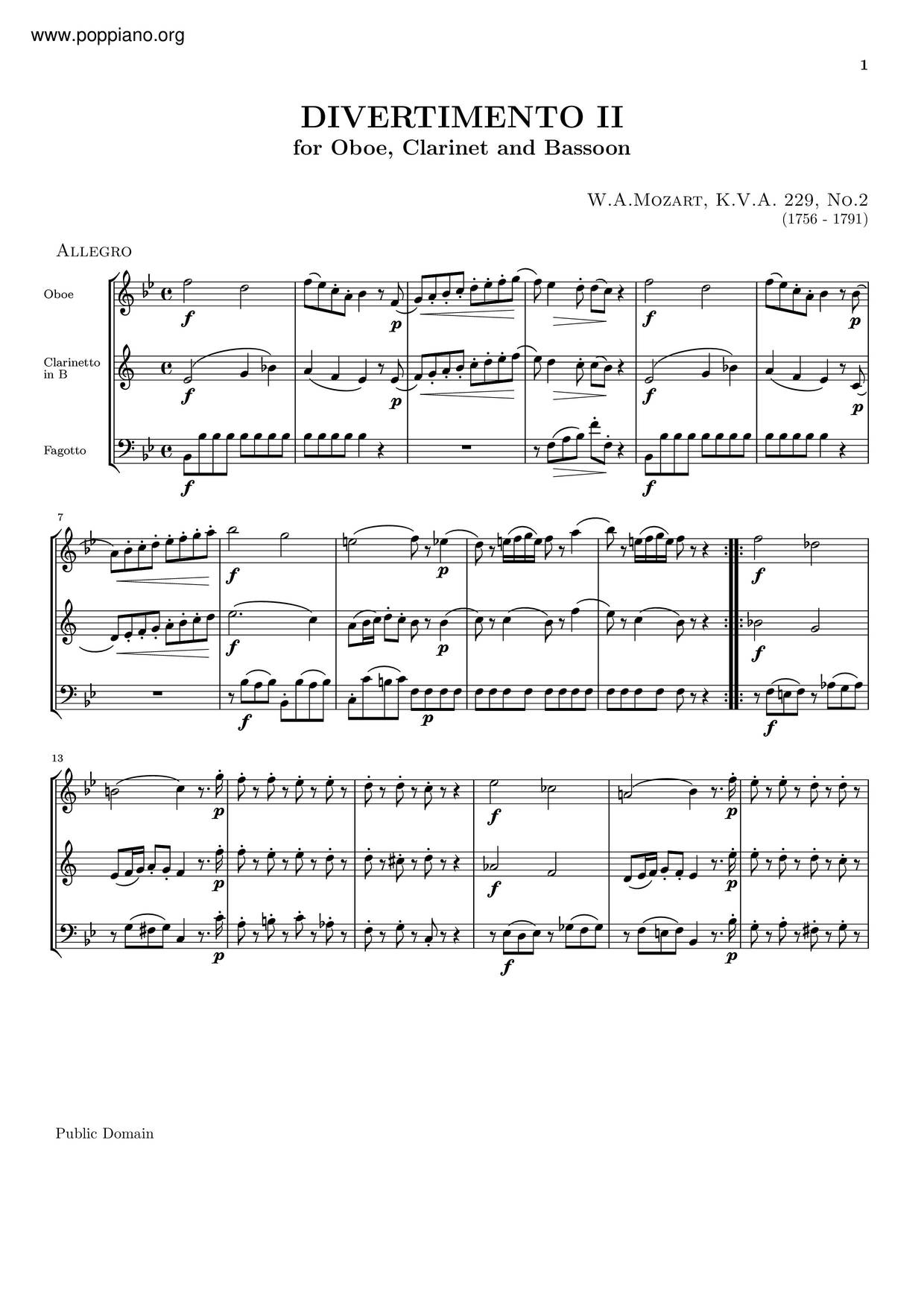 5 Divertimentos, K. Anh. 229/439Bピアノ譜