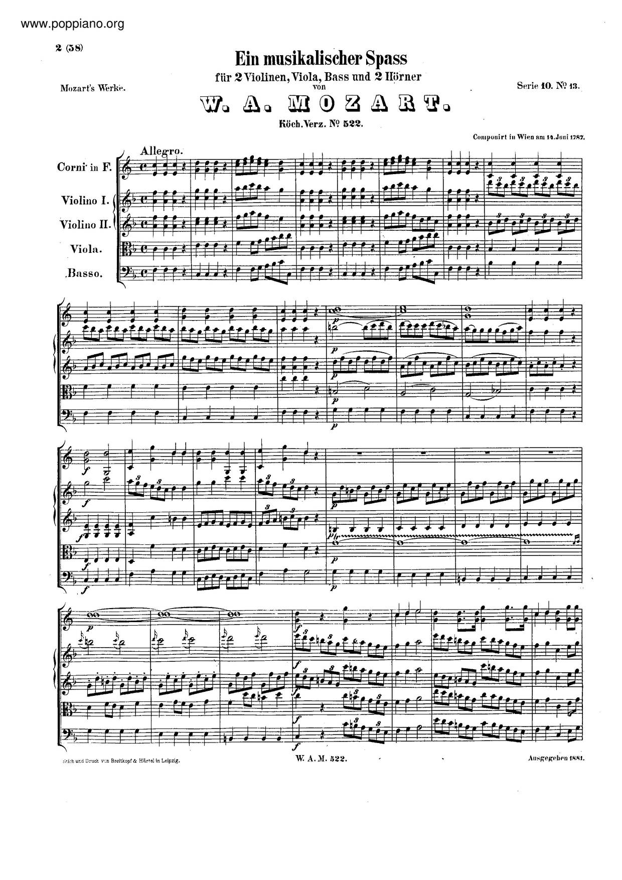 A Musical Joke, K. 522 Score
