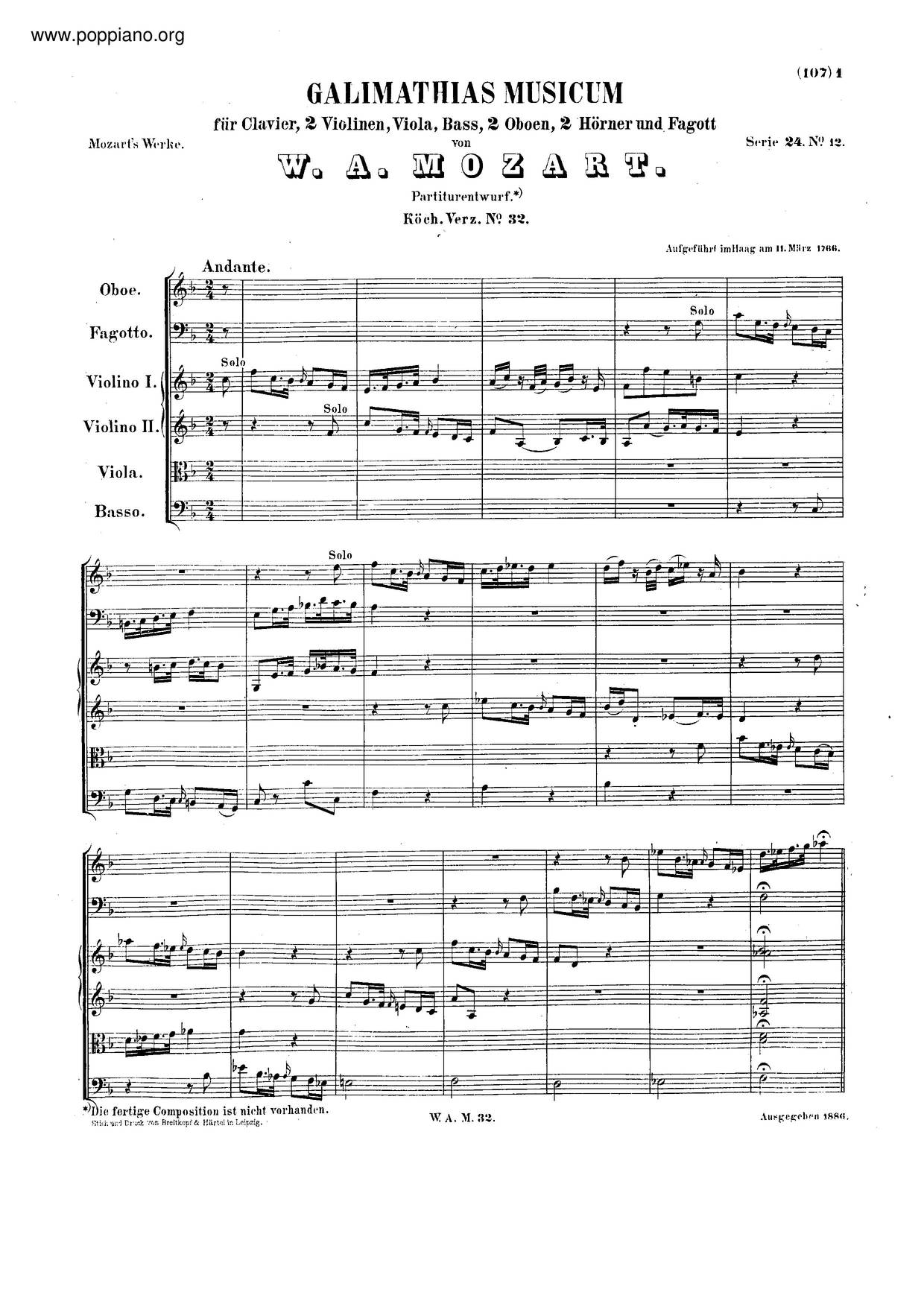 Galimathias Musicum, K. 32琴譜