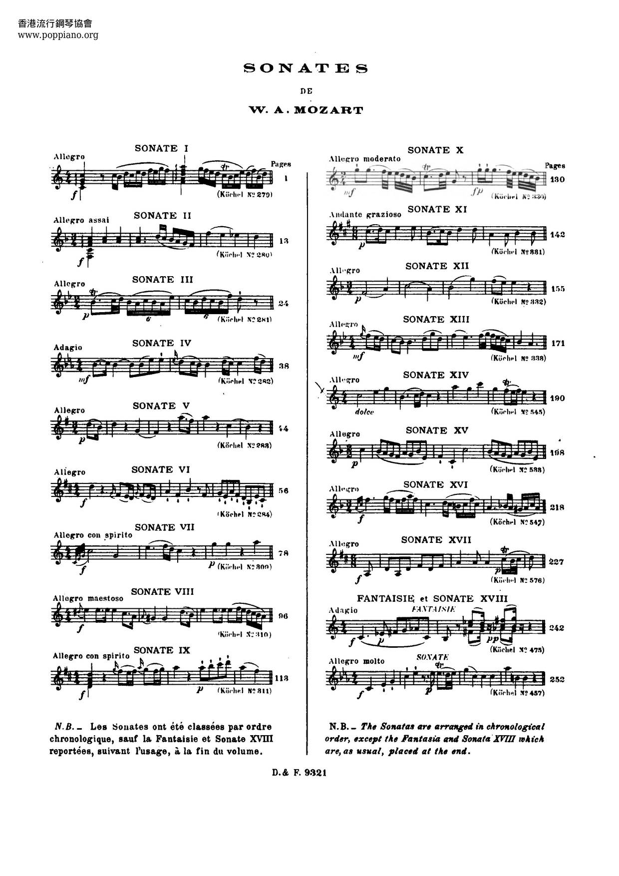 Piano Sonata No. 1 In C Major, K. 279/189D Score