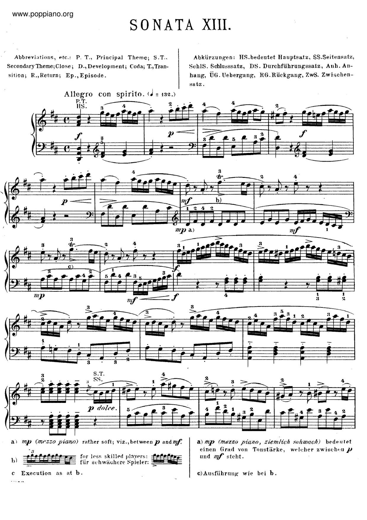 Piano Sonata No. 9 In D Major, K. 311琴谱