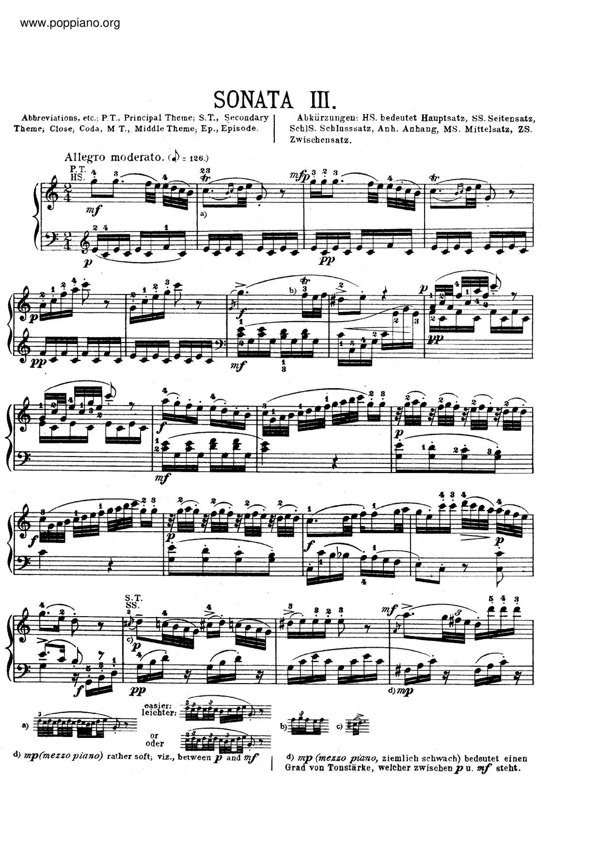 Piano Sonata No. 10 In C Major, K. 330琴譜
