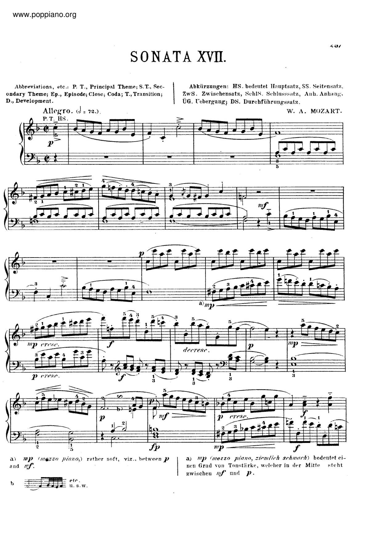 Piano Sonata No. 15, K. 533ピアノ譜