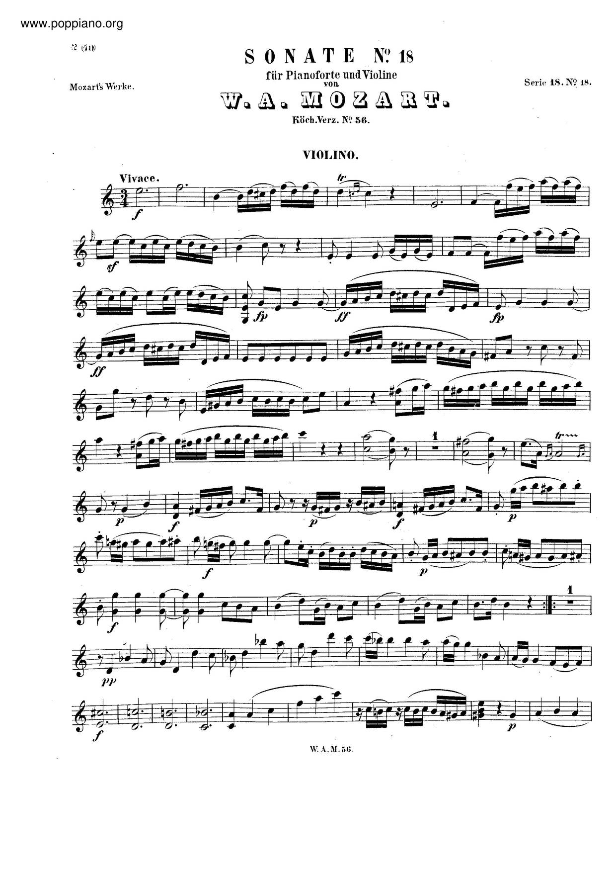 Violin Sonata In C Major, K. 56/Anh. C 23.02 Score