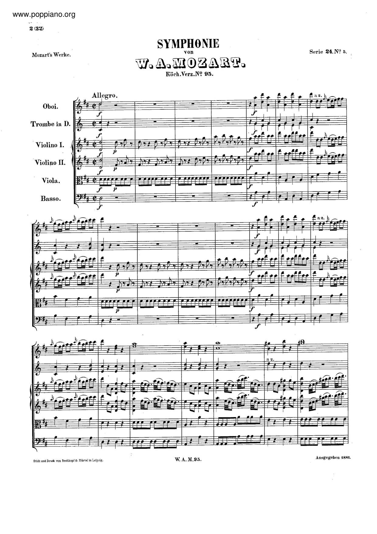 Symphony No. 45 In D Major, K. 95/73N琴谱