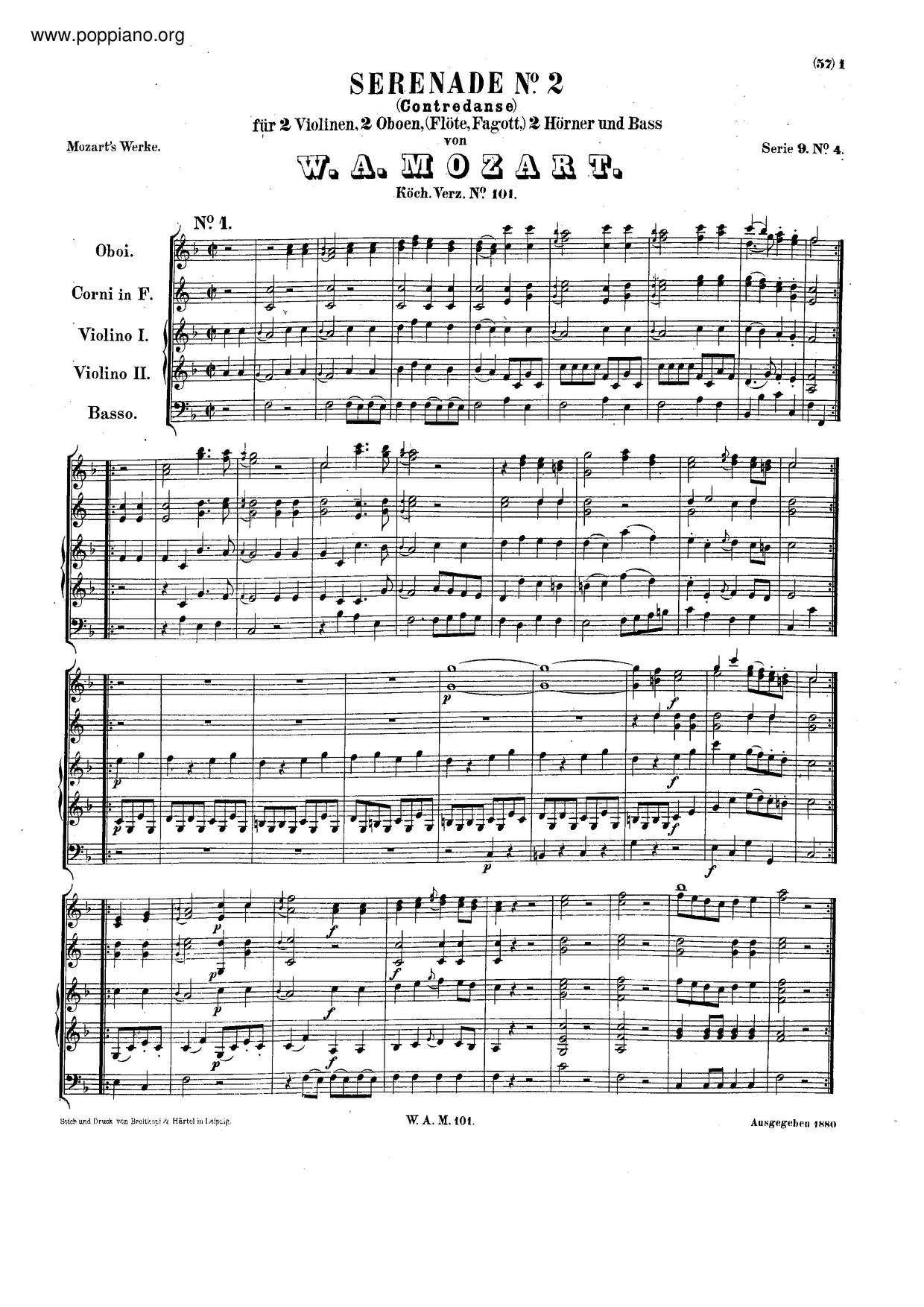 4 Country Dances, K. 101/250Aピアノ譜