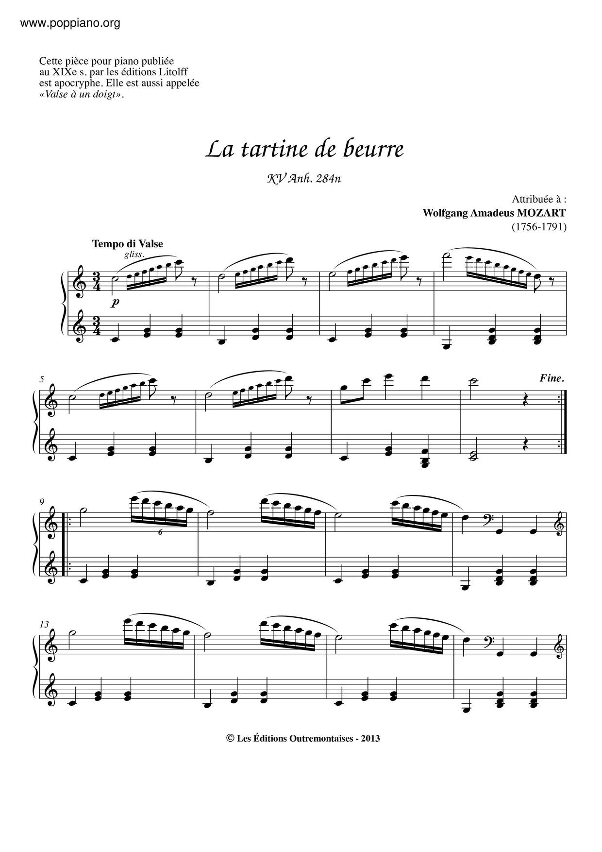 La Tartine De Beurre琴谱