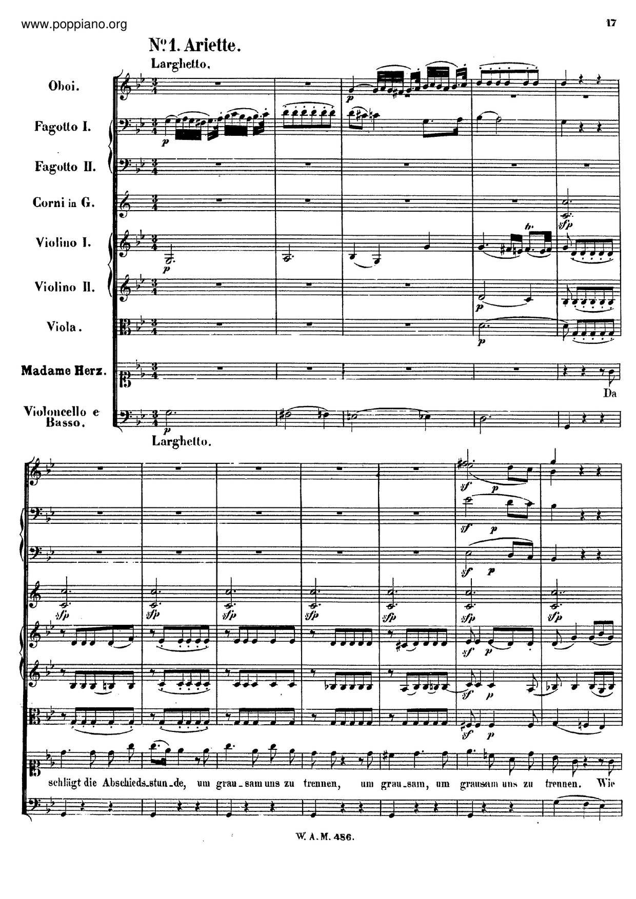 Der Schauspieldirektor, K. 486ピアノ譜
