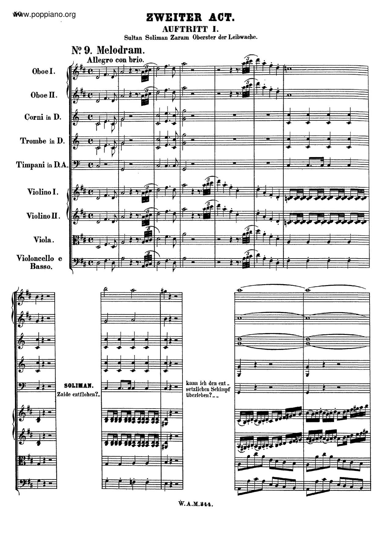 Zaide, K. 344/336Bピアノ譜