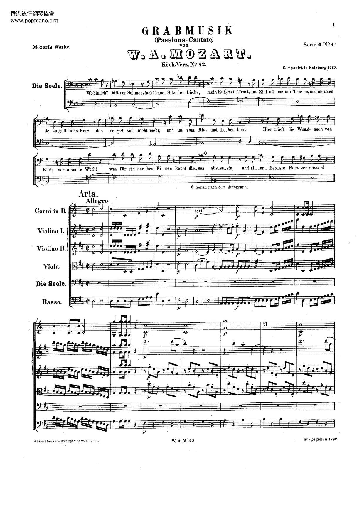 Grabmusik, K. 42/35A Score