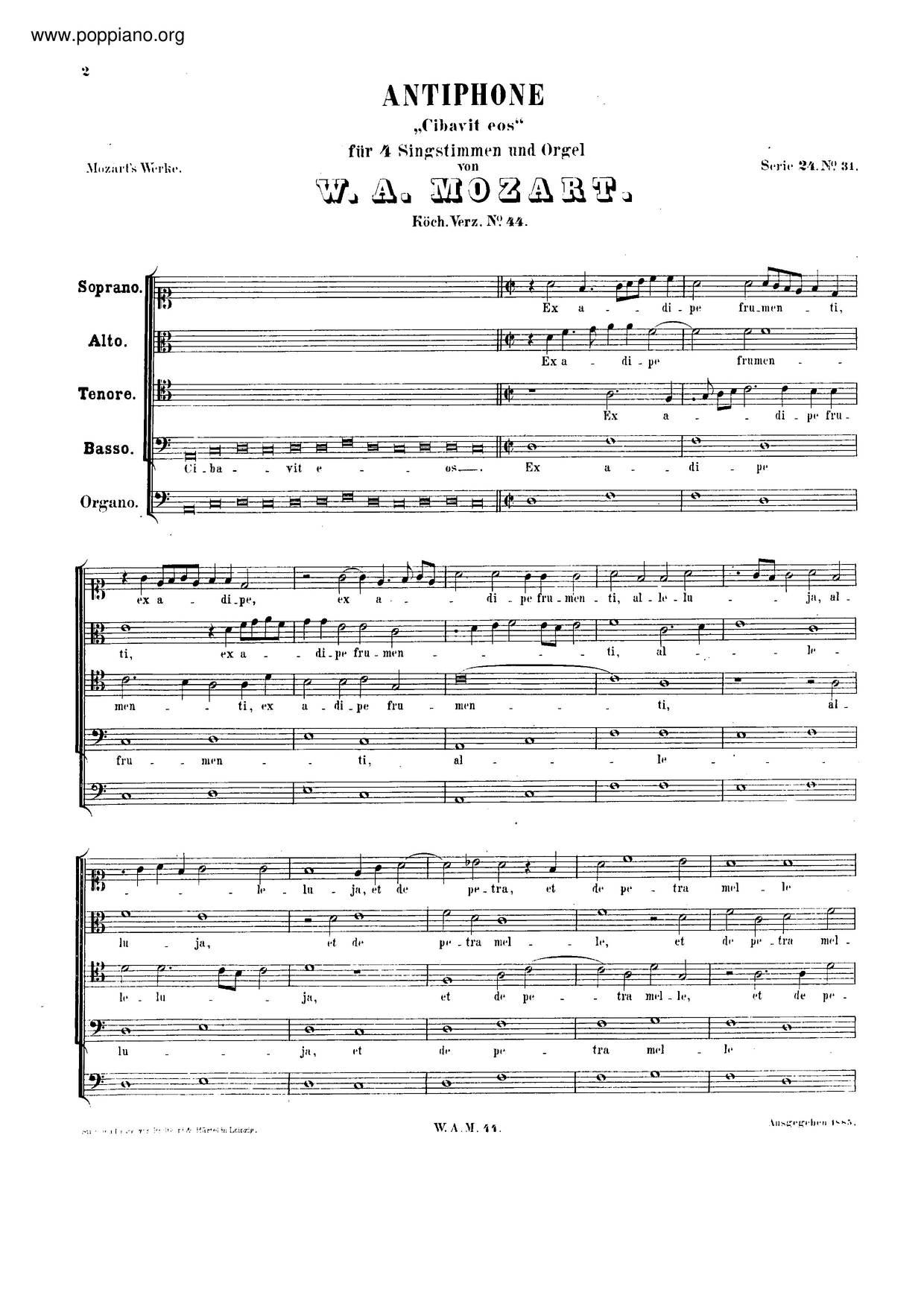Cibavit Eos, K. 44/73Uピアノ譜