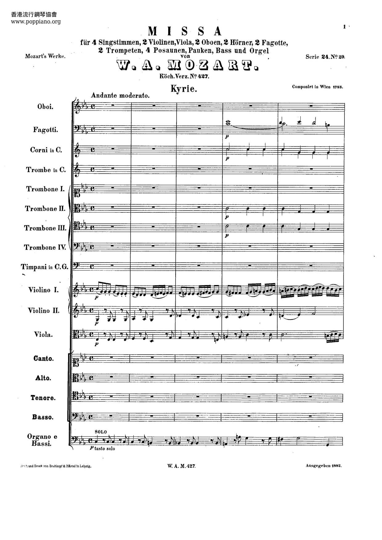 Great Mass In C Minor, K. 427 Score