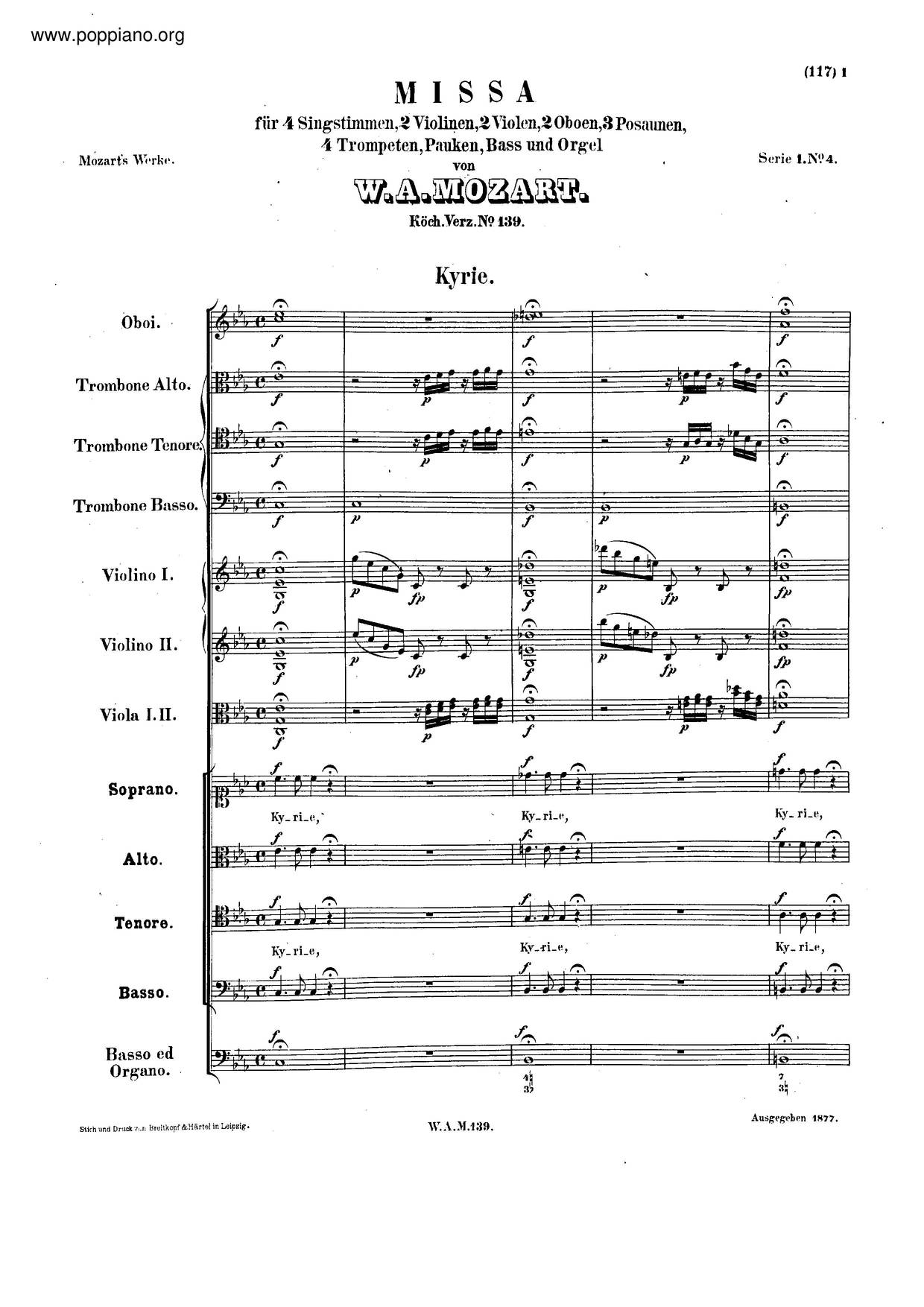 Missa Solemnis In C Minor, K. 139/47A Score