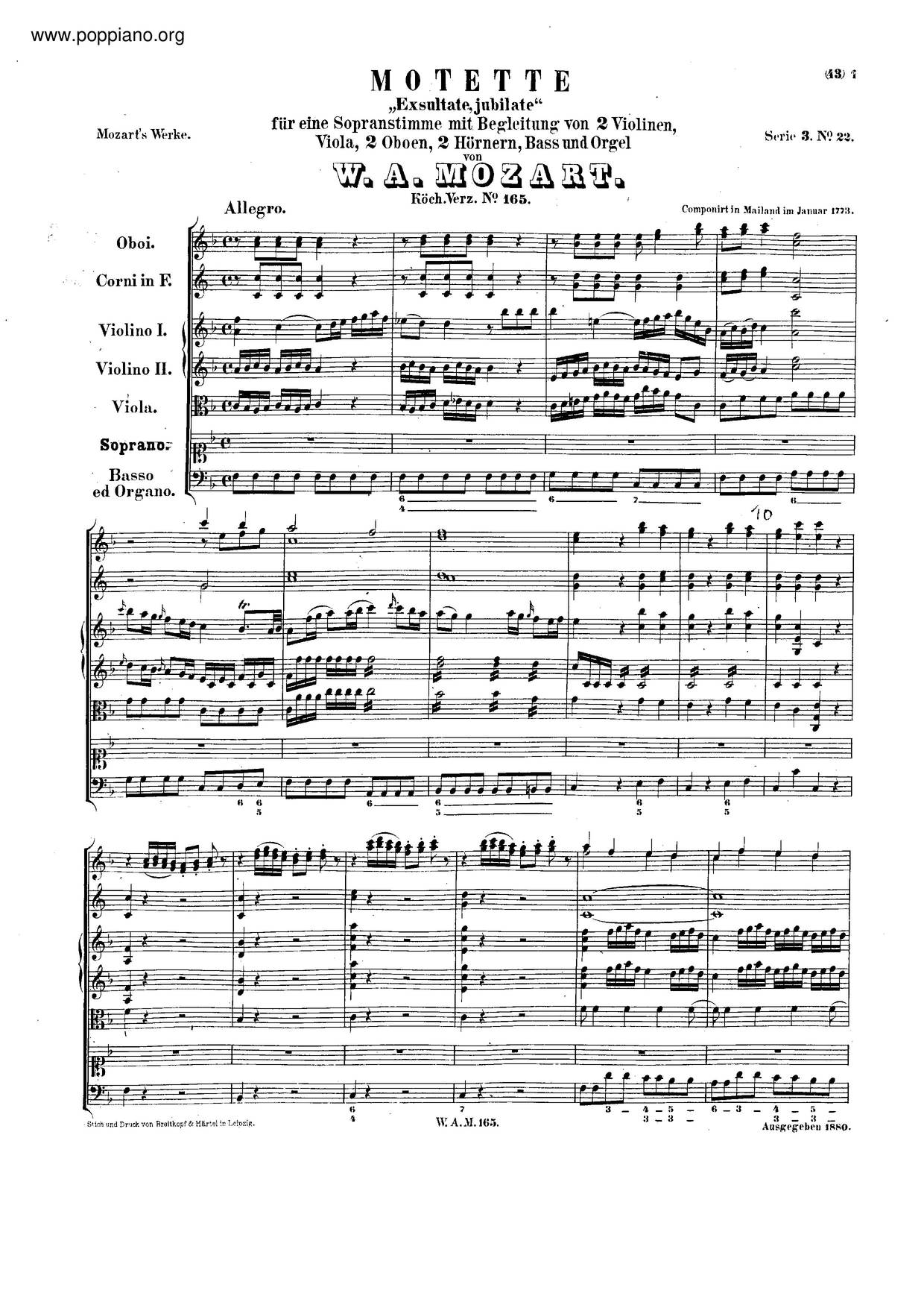 Exsultate, Jubilate, K. 165/158A琴譜