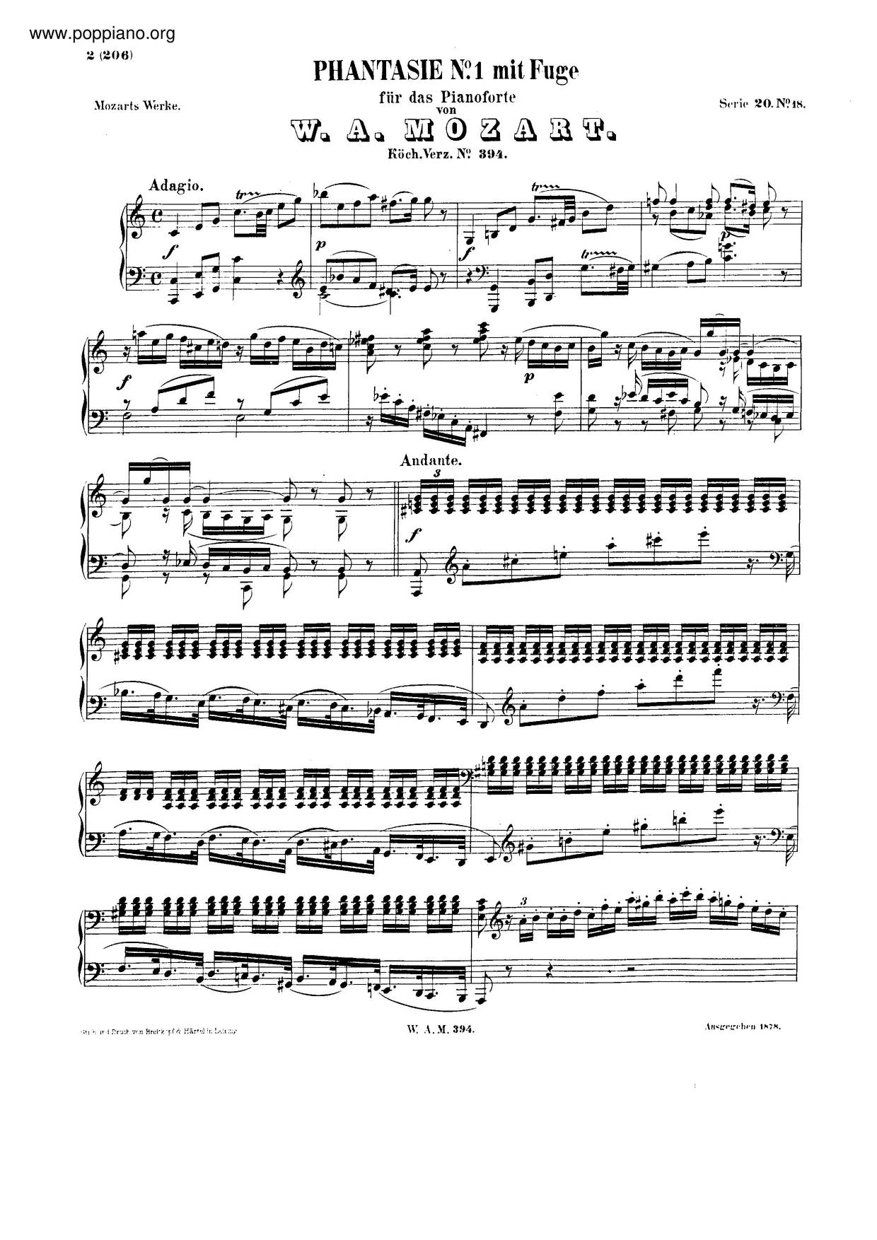 Prelude And Fugue In C Major, K. 394/383Aピアノ譜
