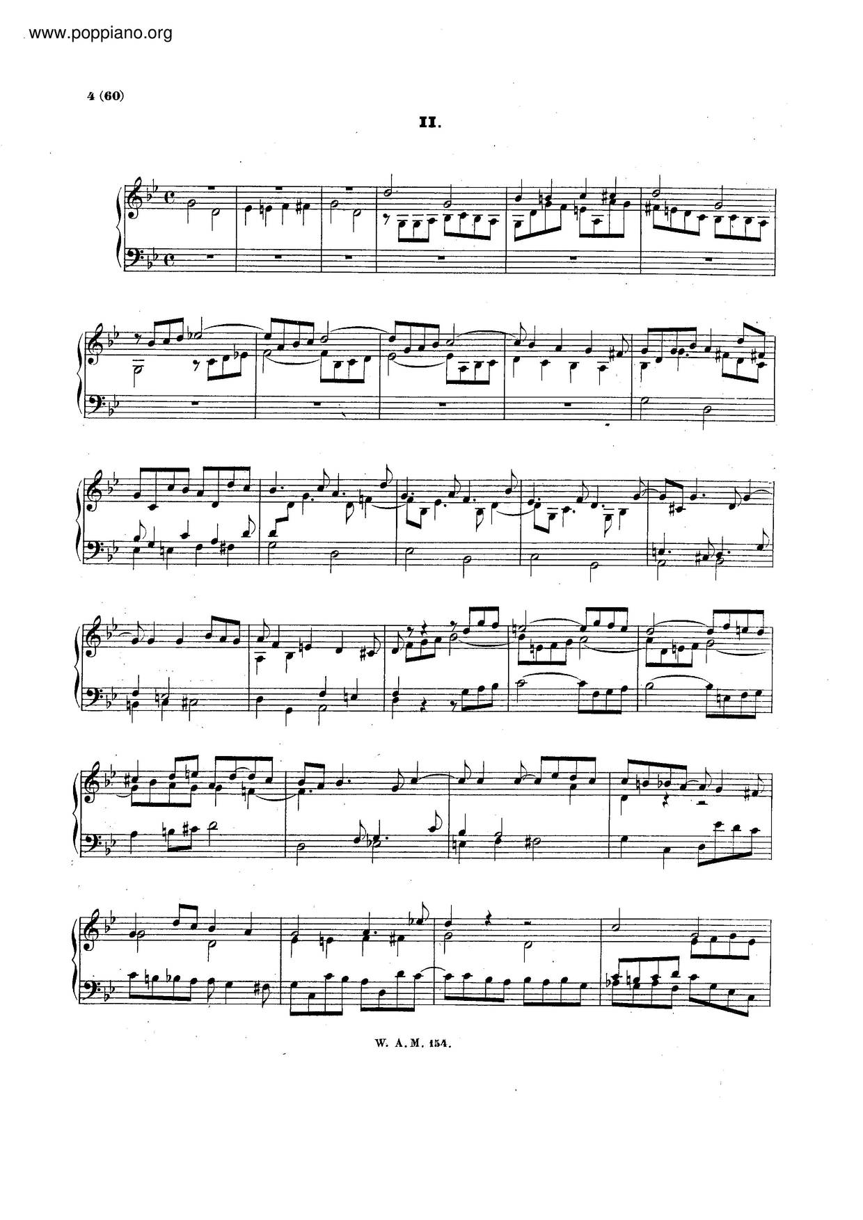 Fugue In G Minor, K. 154/385K Score