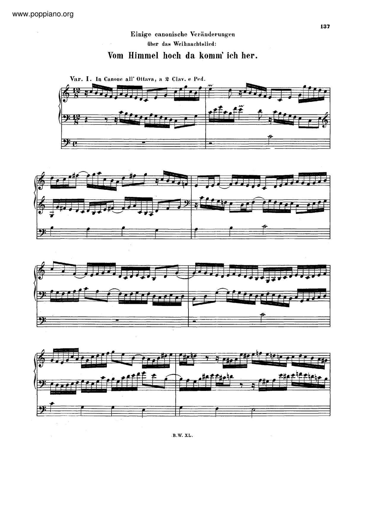 Vom Himmel Hoch, Da Komm Ich Her, BWV 769 Score