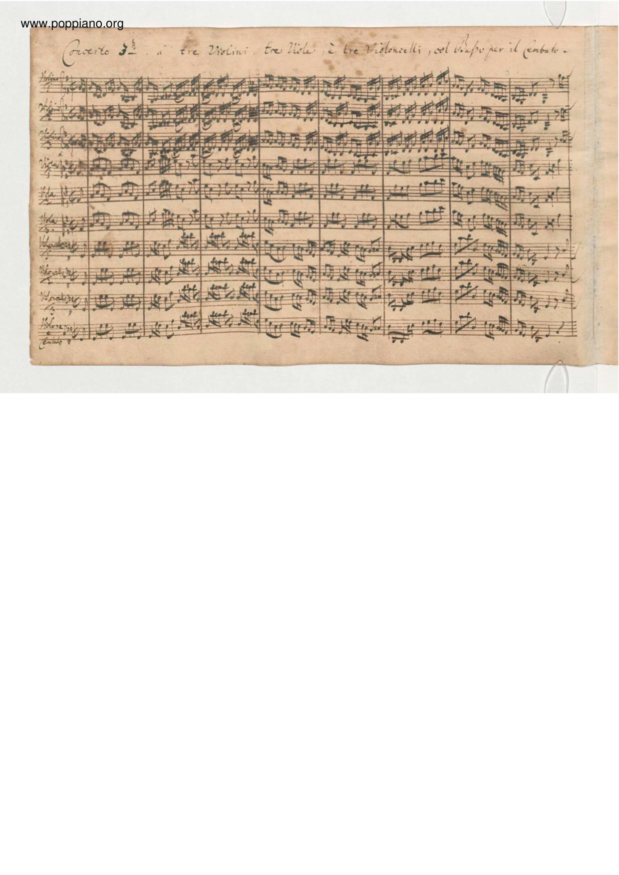 Brandenburg Concerto No. 3, BWV 1048琴譜