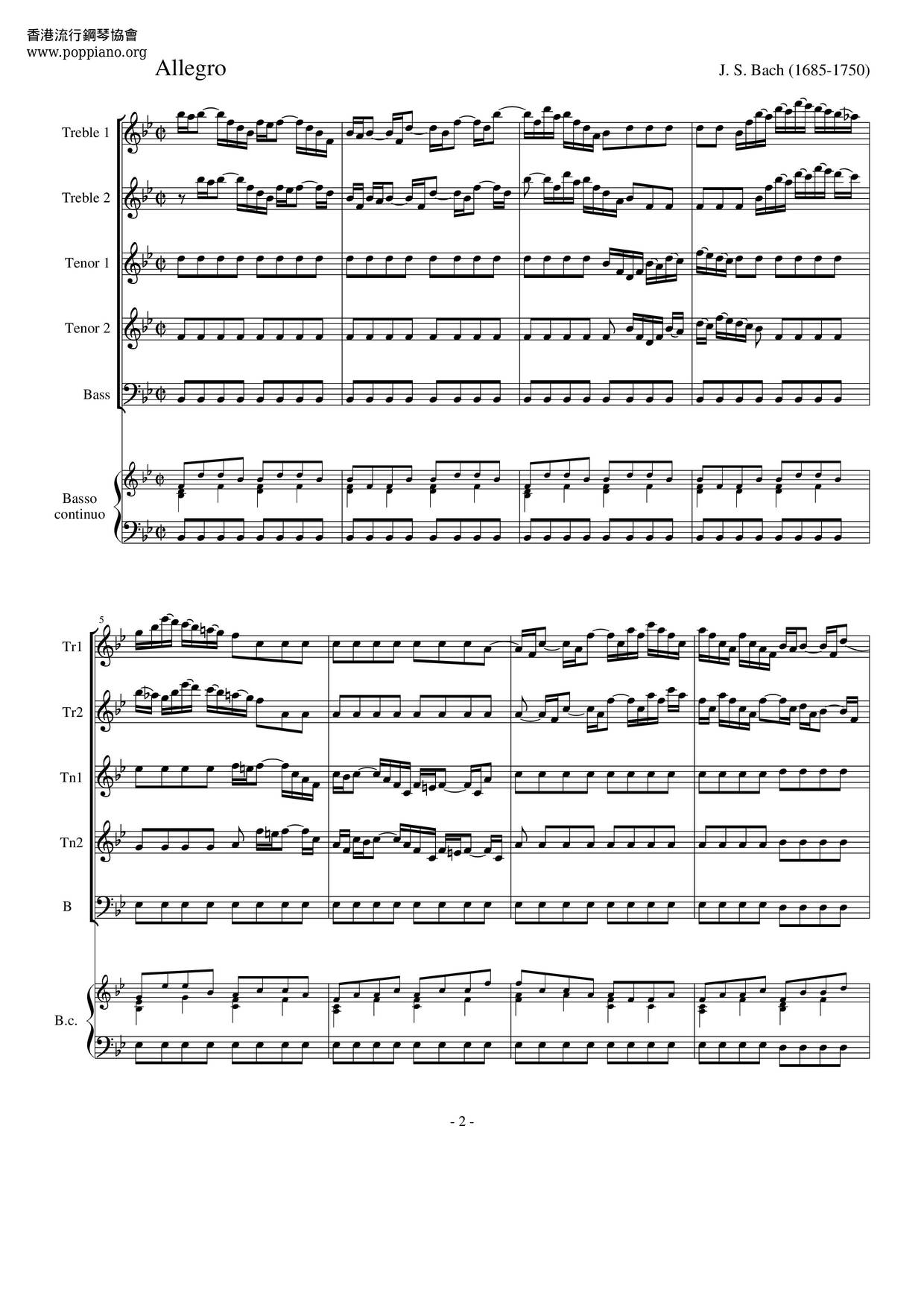 brandenburg concerto no.6 1st movement琴譜