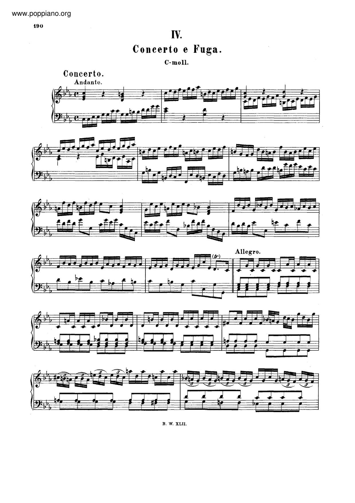 Concerto And Fugue In C Minor, BWV 909ピアノ譜