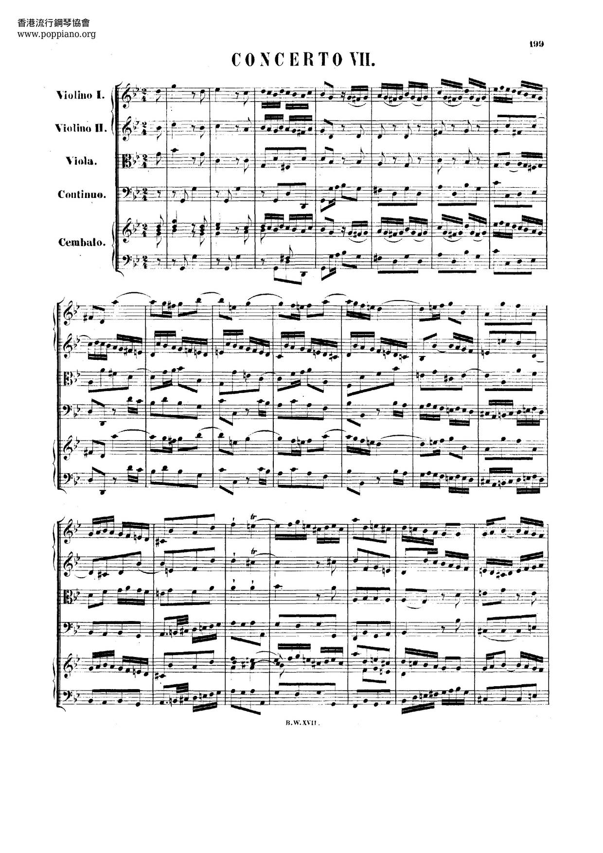 Harpsichord Concerto No. 7 In G Minor, BWV 1058琴譜