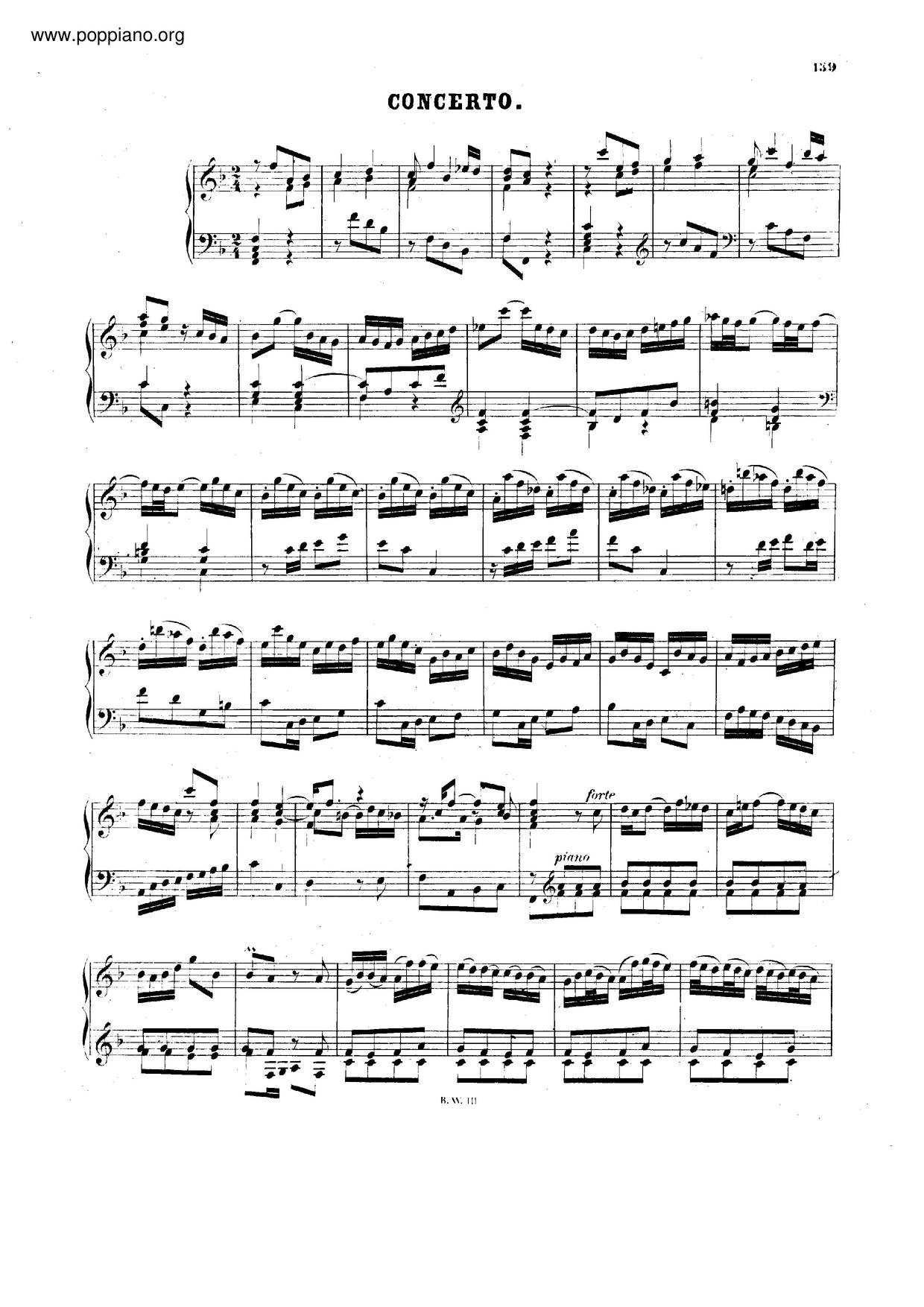 Italian Concerto, BWV 971 Score