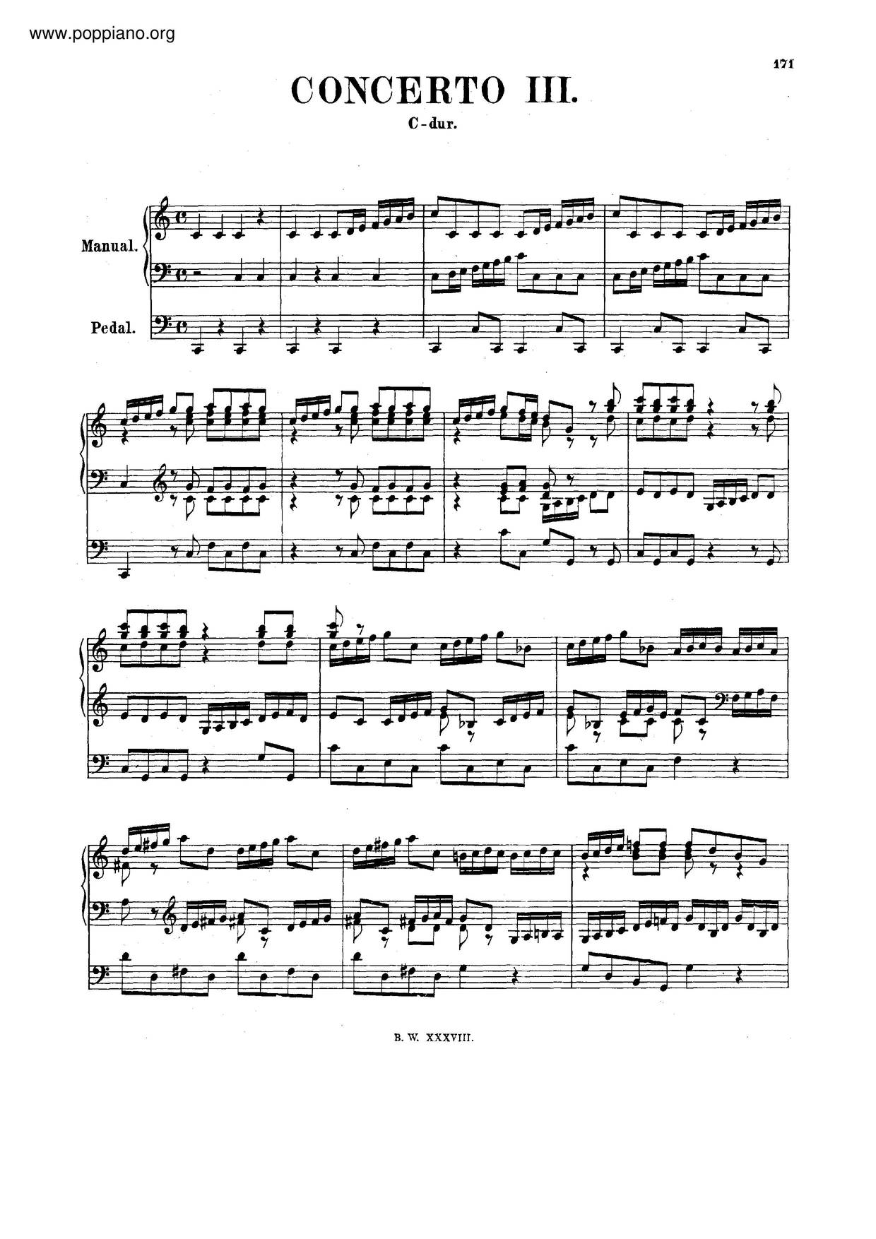 Organ Concerto In C Major, BWV 594琴谱